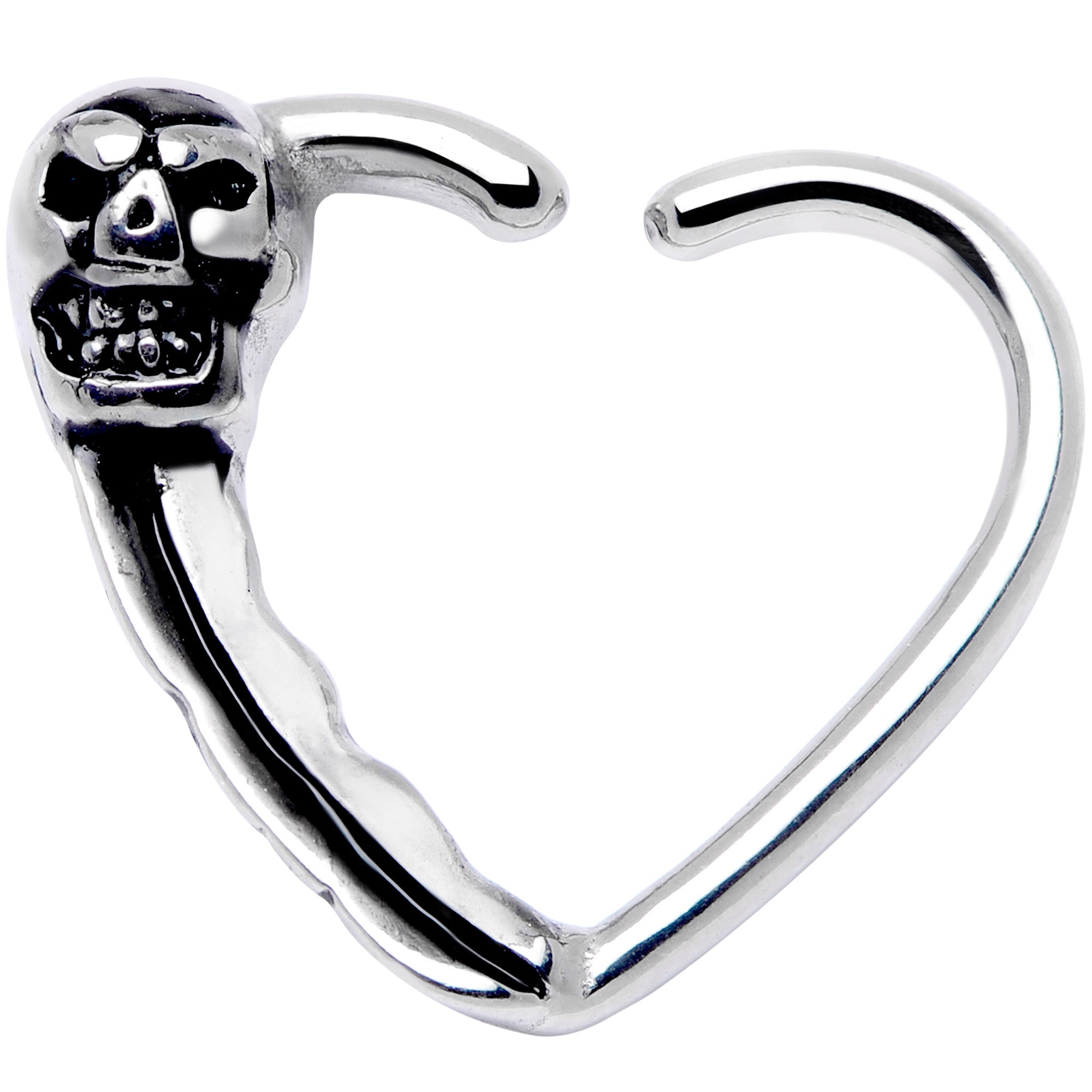 16G 3/8 Halloween Skull Valentine Heart Right Ear Closure Ring