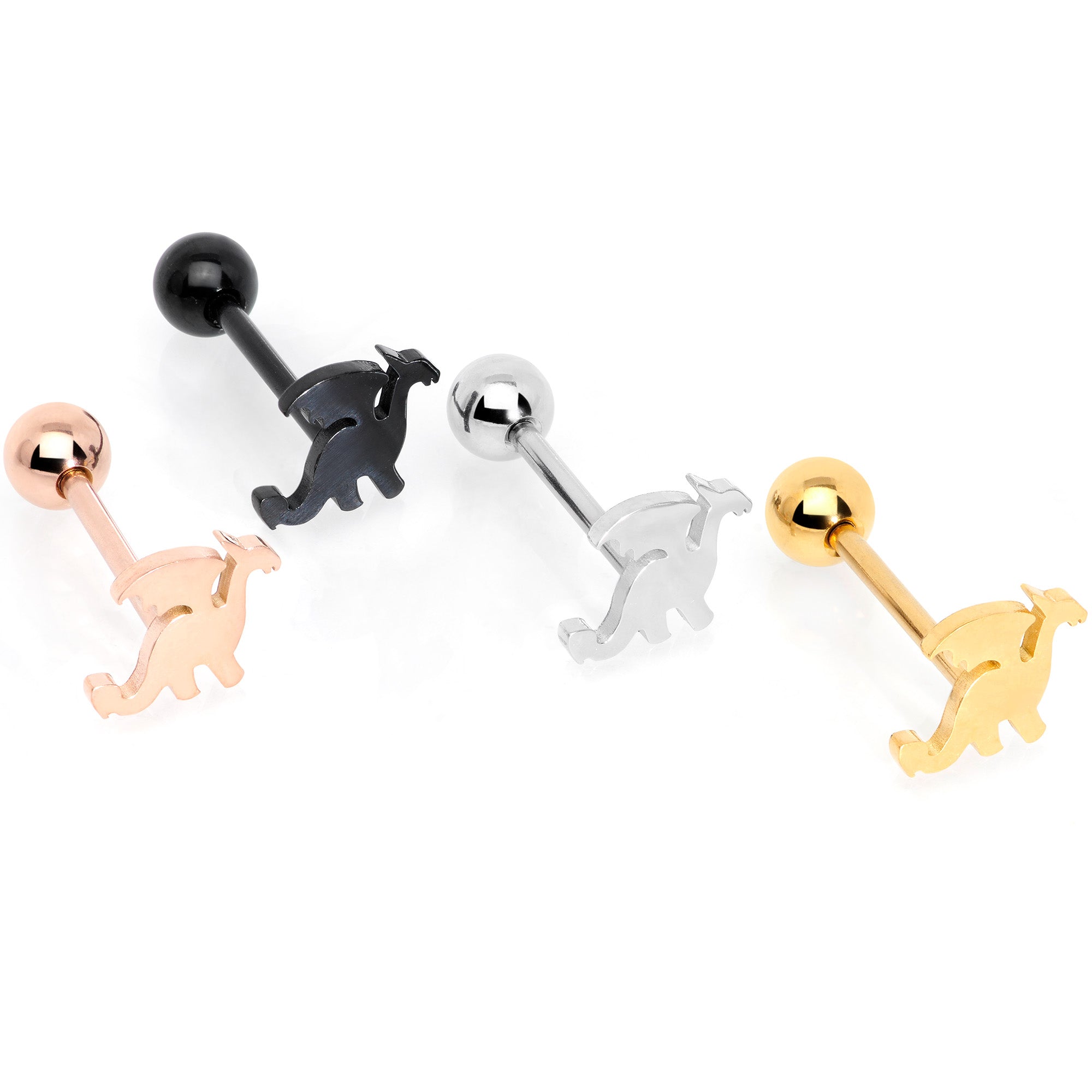 Multicolor Fantasy Dragon Barbell Tongue Ring Set of 4