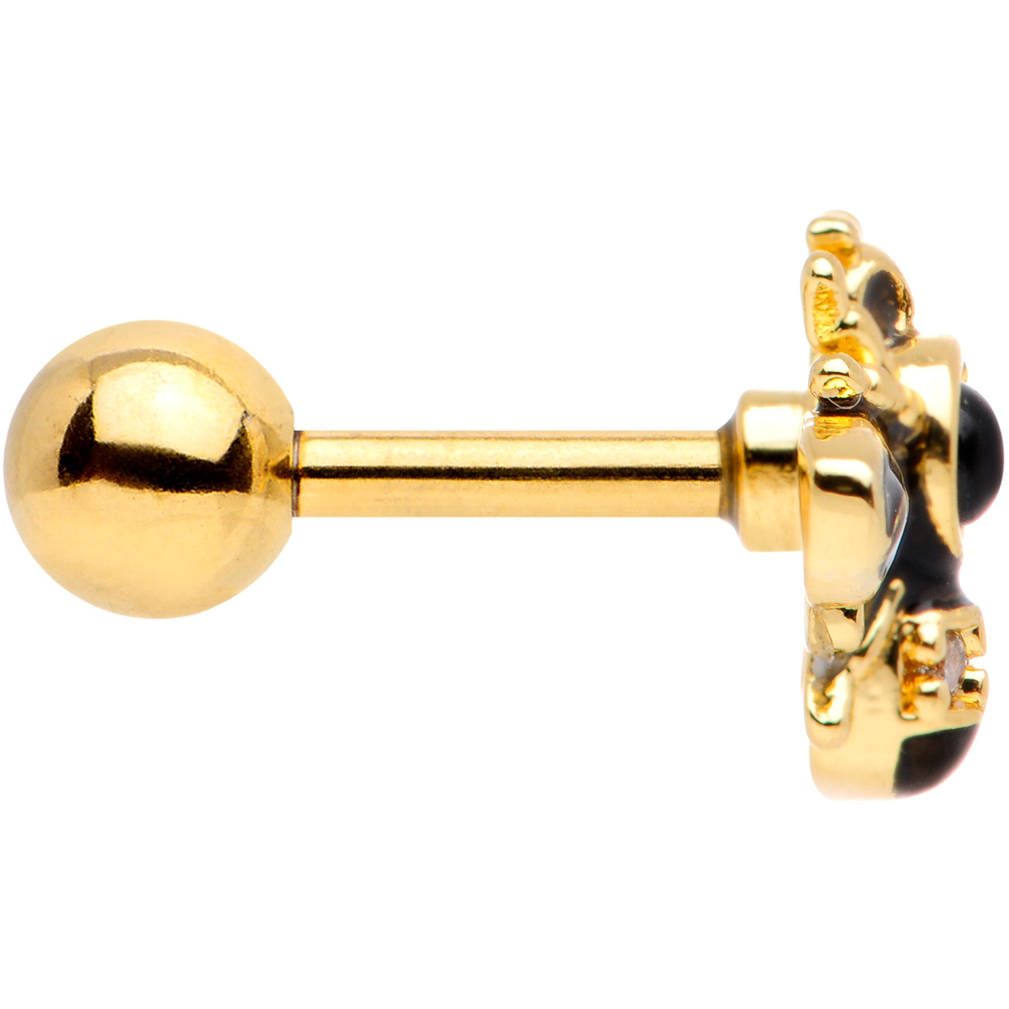 16G 1/4 Clear Gem Gold Tone Insect Bee Cartilage Tragus Earring