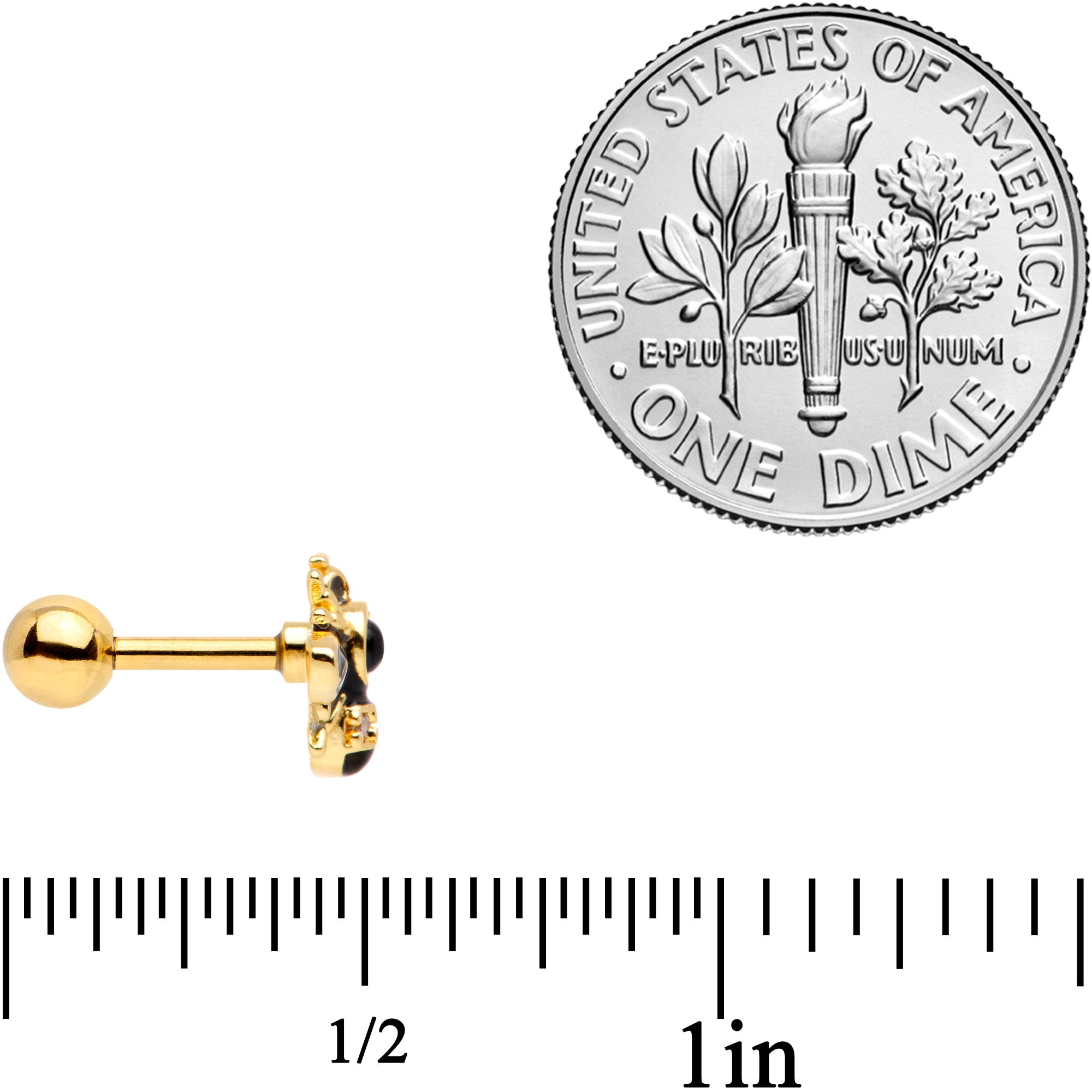 16G 1/4 Clear Gem Gold Tone Insect Bee Cartilage Tragus Earring