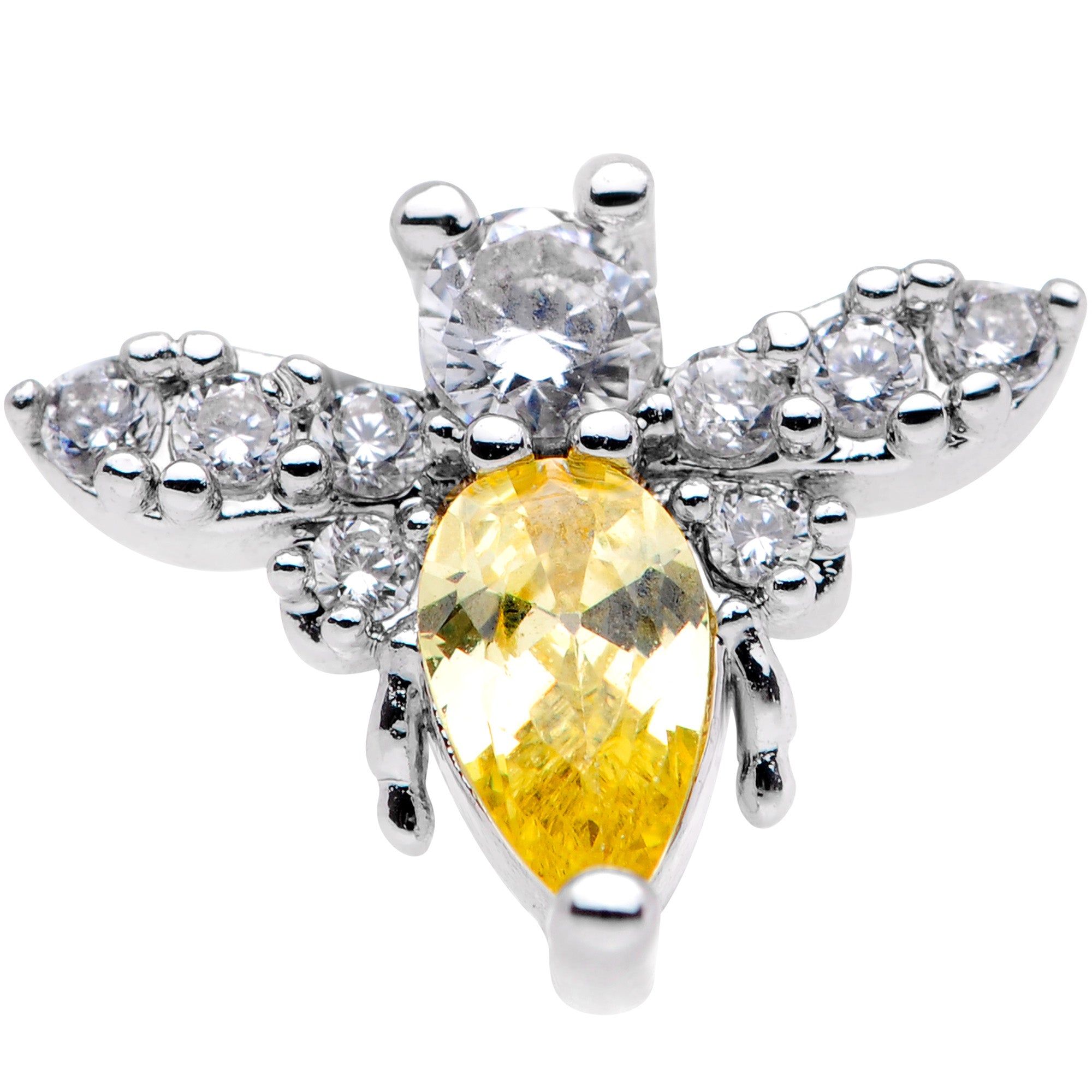 16G 1/4 Clear Yellow CZ Gem Bee Cartilage Tragus Earring