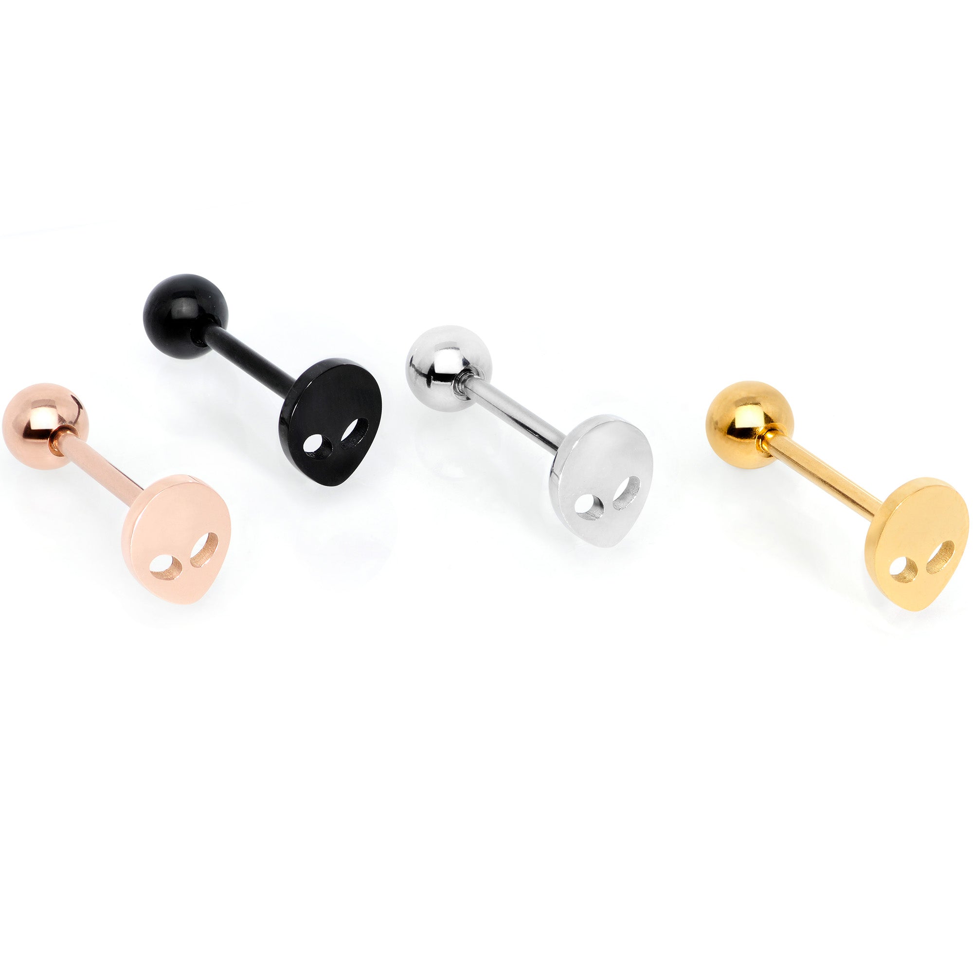 Multicolor Outer Space Aliens Barbell Tongue Ring Set of 4
