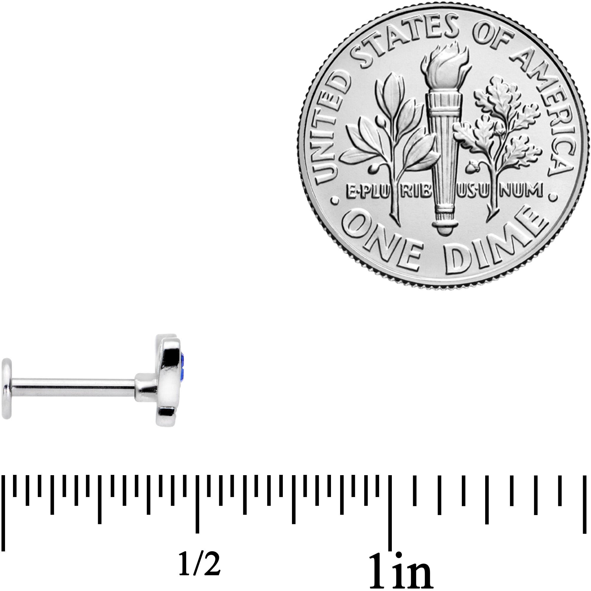 16G 5/16 Clear CZ Gem Blue Gem Butterfly Labret Monroe Tragus