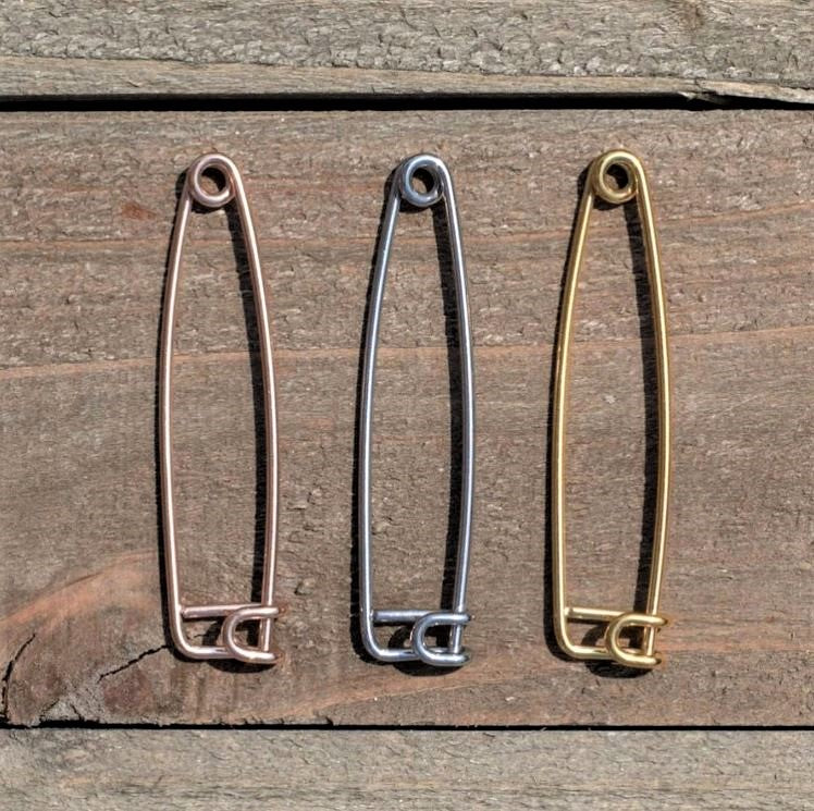 14G Gold Tone Punk Rock Safety Pin Industrial Barbell 38mm