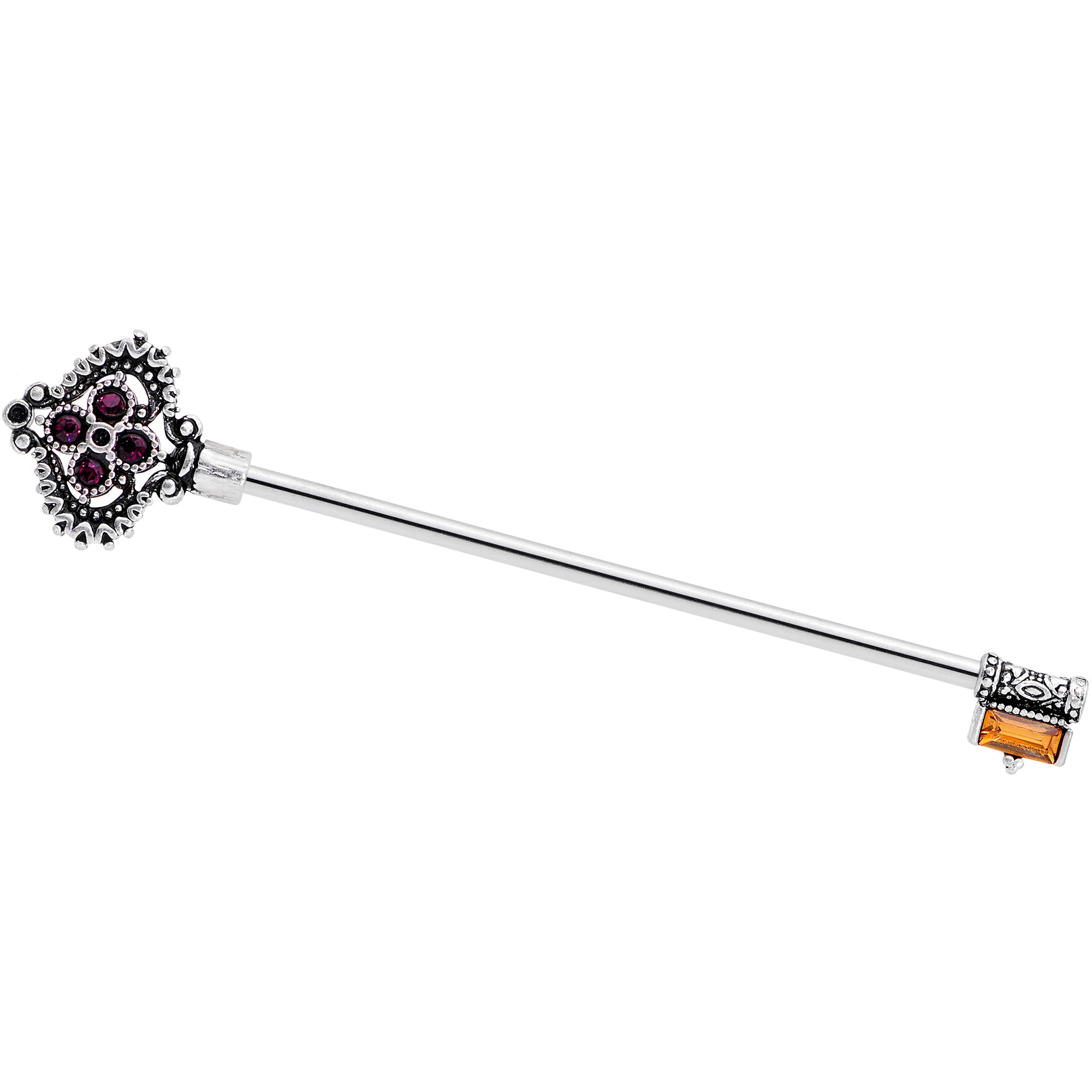 14G Red Brown Gem Kings Key Industrial Barbell 38mm
