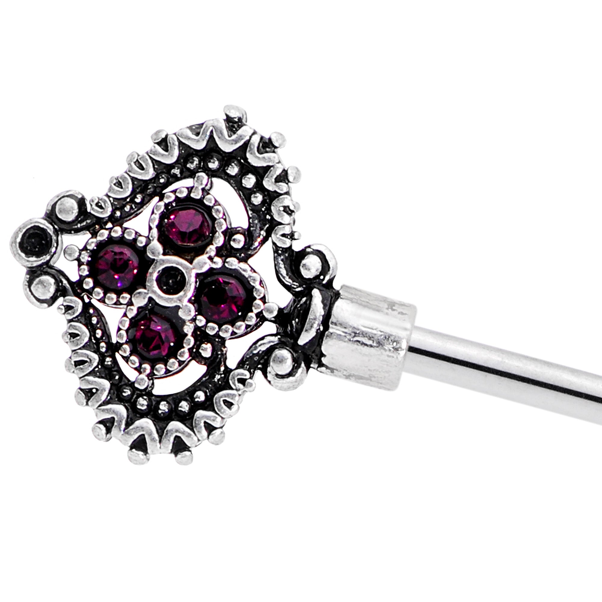 14G Red Brown Gem Kings Key Industrial Barbell 38mm