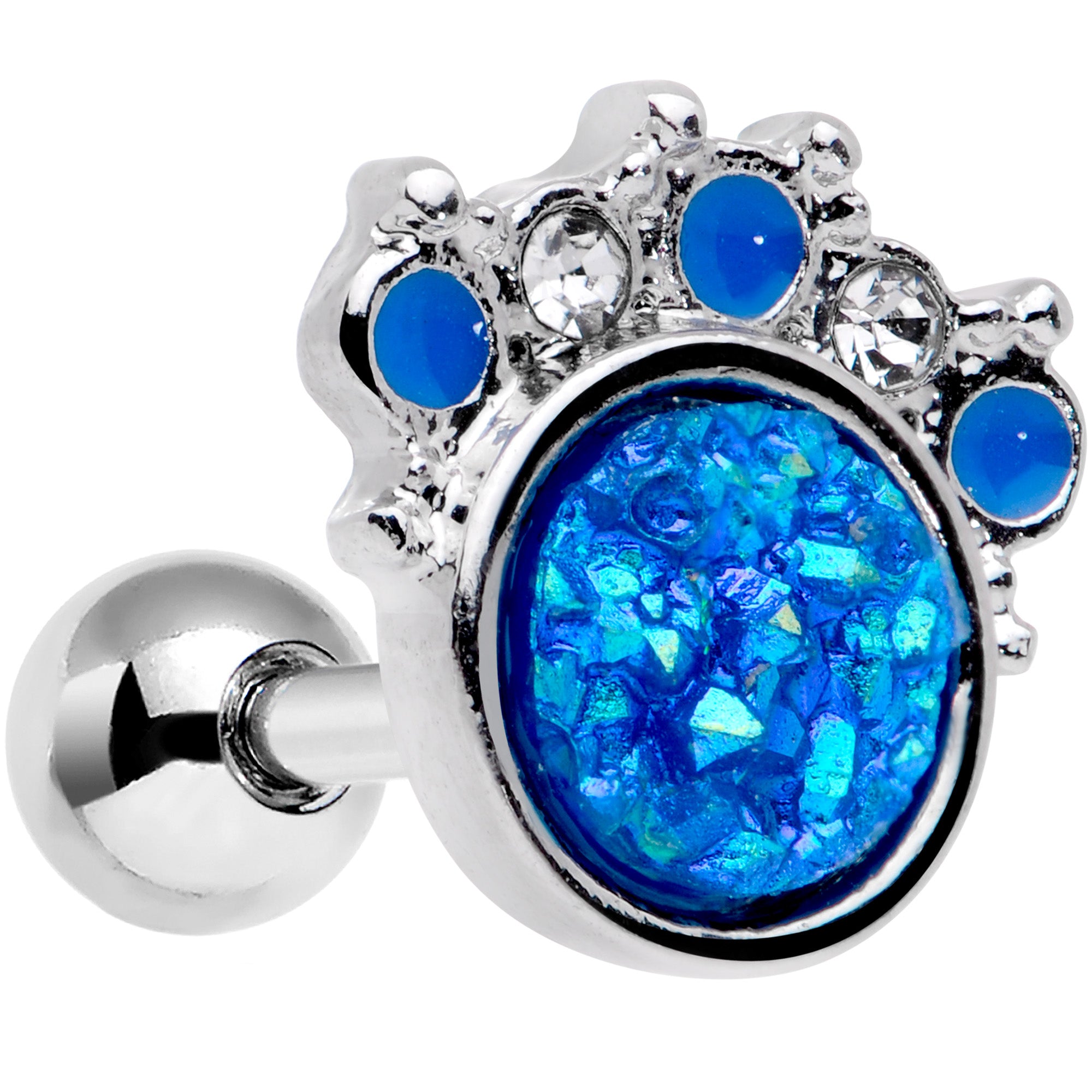 16G 1/4 Blue Faux Druzy Serenade Cartilage Tragus Earring