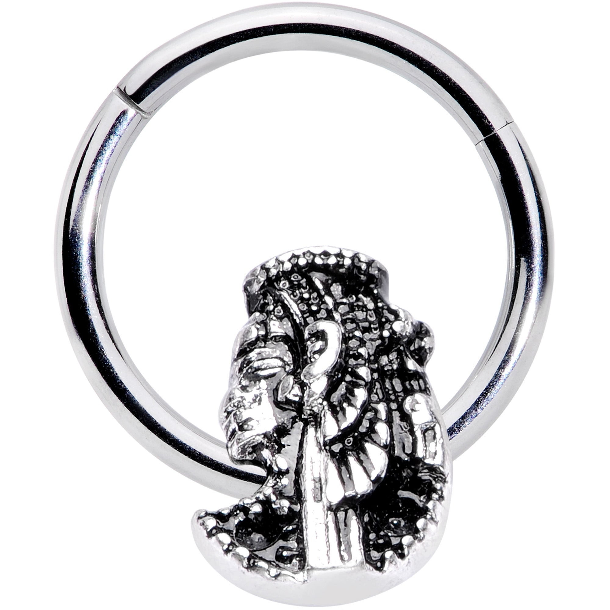 16G 3/8 Egypt Cleopatra Anubis Hinged Segment Ring