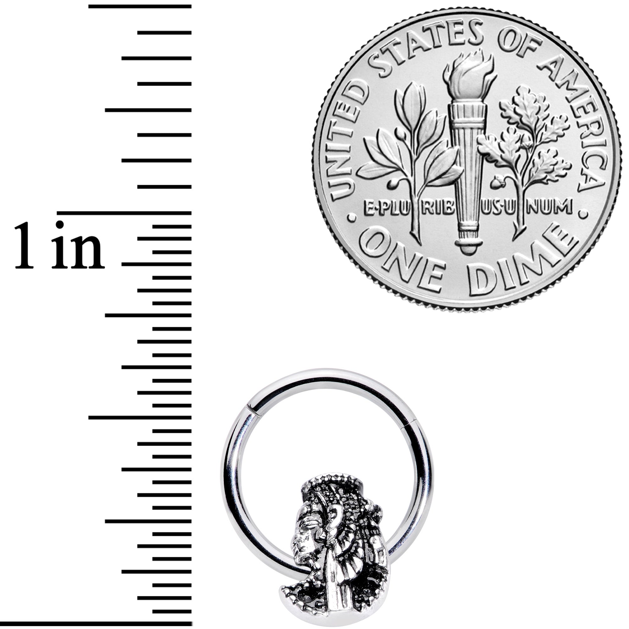 16G 3/8 Egypt Cleopatra Anubis Hinged Segment Ring