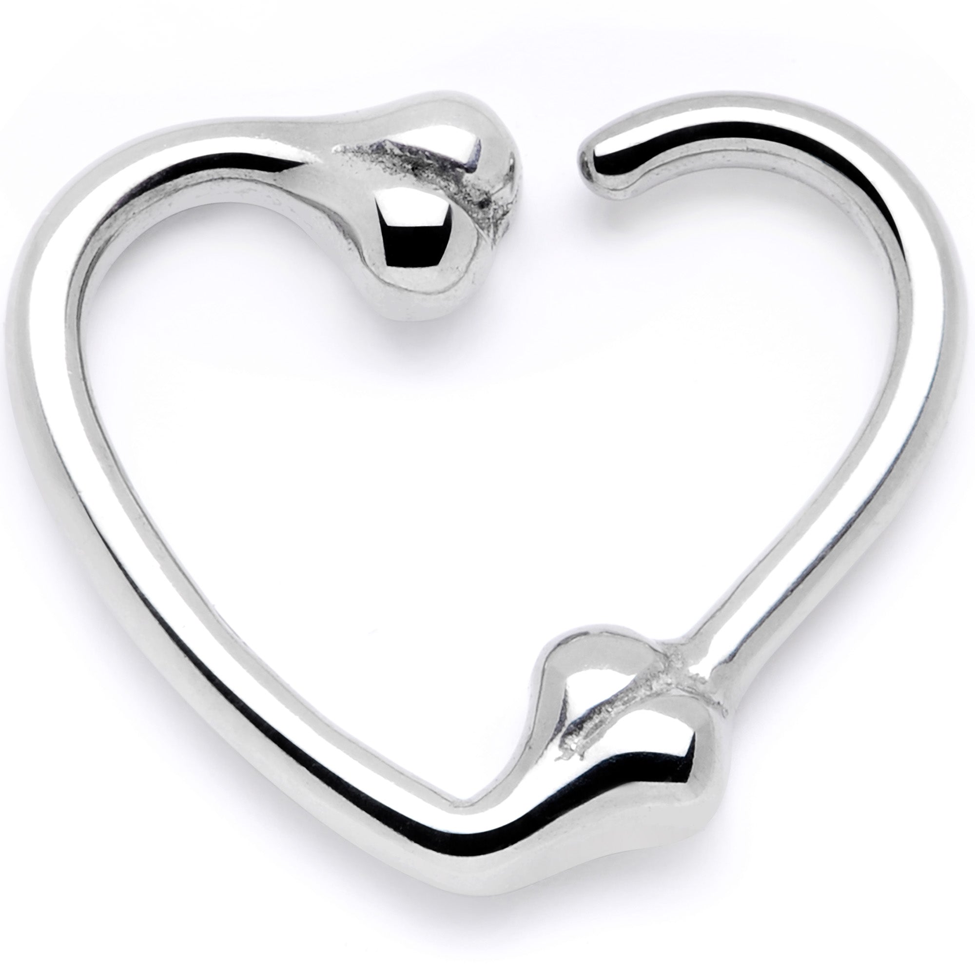 16G 3/8 Bone Heart Right Ear Closure Ring