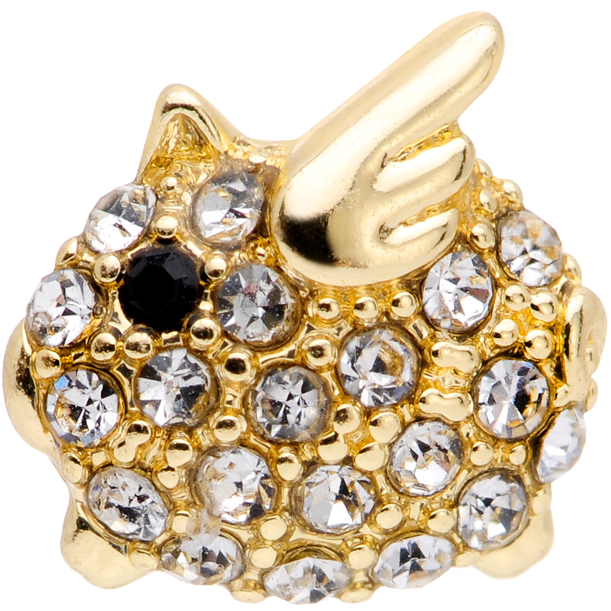 16G 5/16 Clear Black Gem Gold Tone Flying Pig Labret Tragus