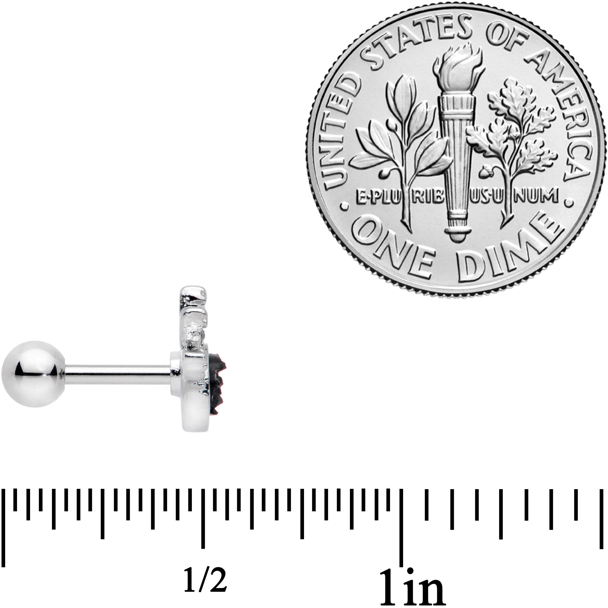 16G 1/4 Blue Faux Druzy Clear Gem Crest Cartilage Tragus Earring