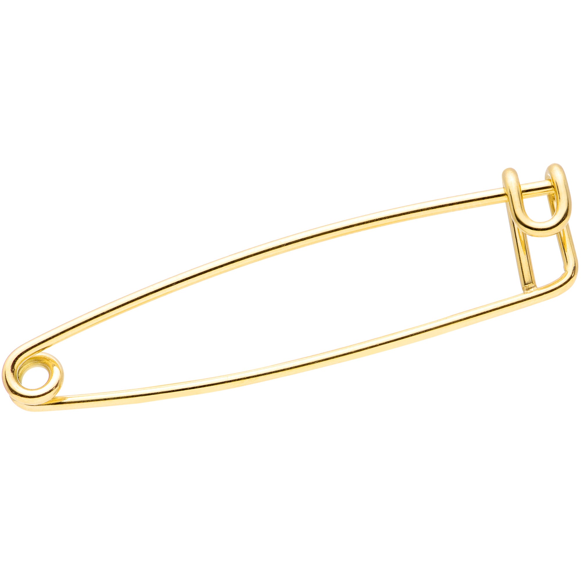 14G Gold Tone Punk Rock Safety Pin Industrial Barbell 38mm
