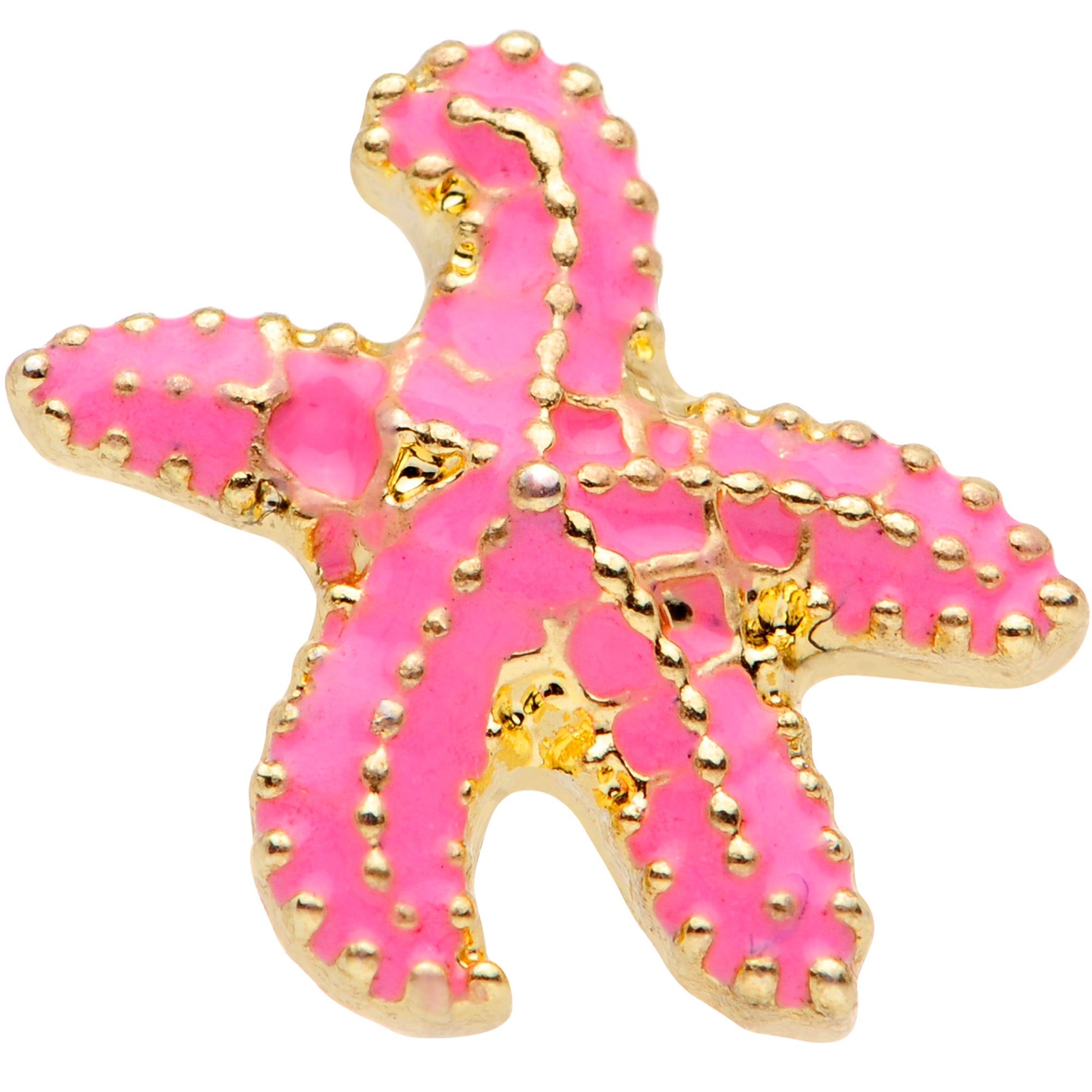16G 1/4 Gold Tone Pink Nautical Starfish Beach Cartilage Tragus