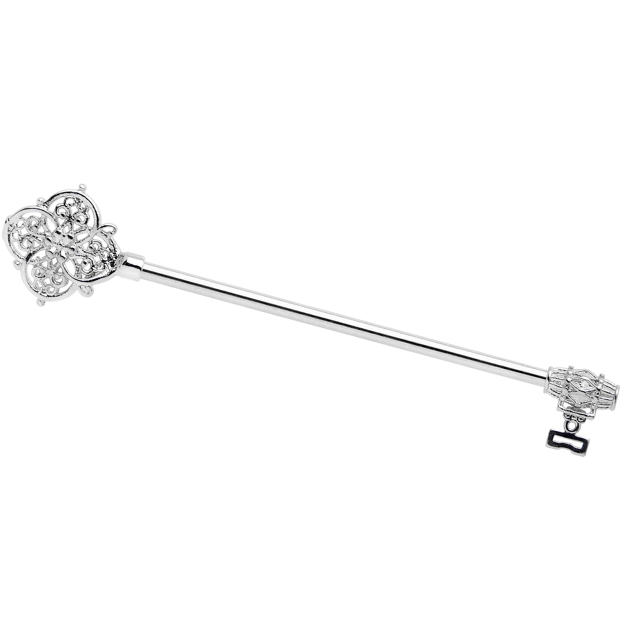 14G Ornate Filigree Key Industrial Barbell 38mm