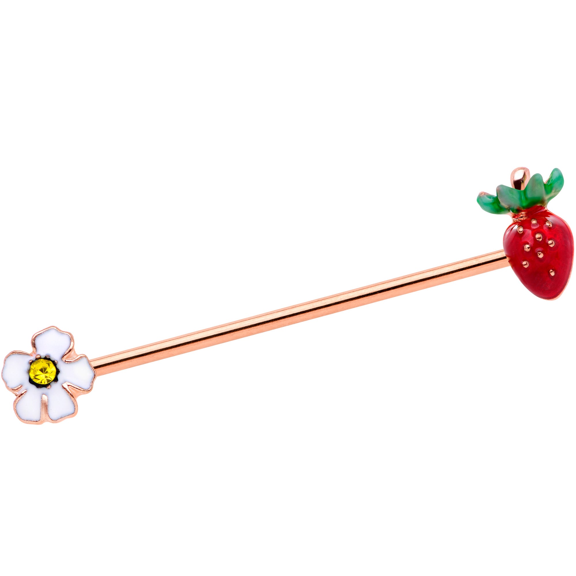 14G Yellow Gem Rose Gold Tone Berry Industrial Barbell 38mm