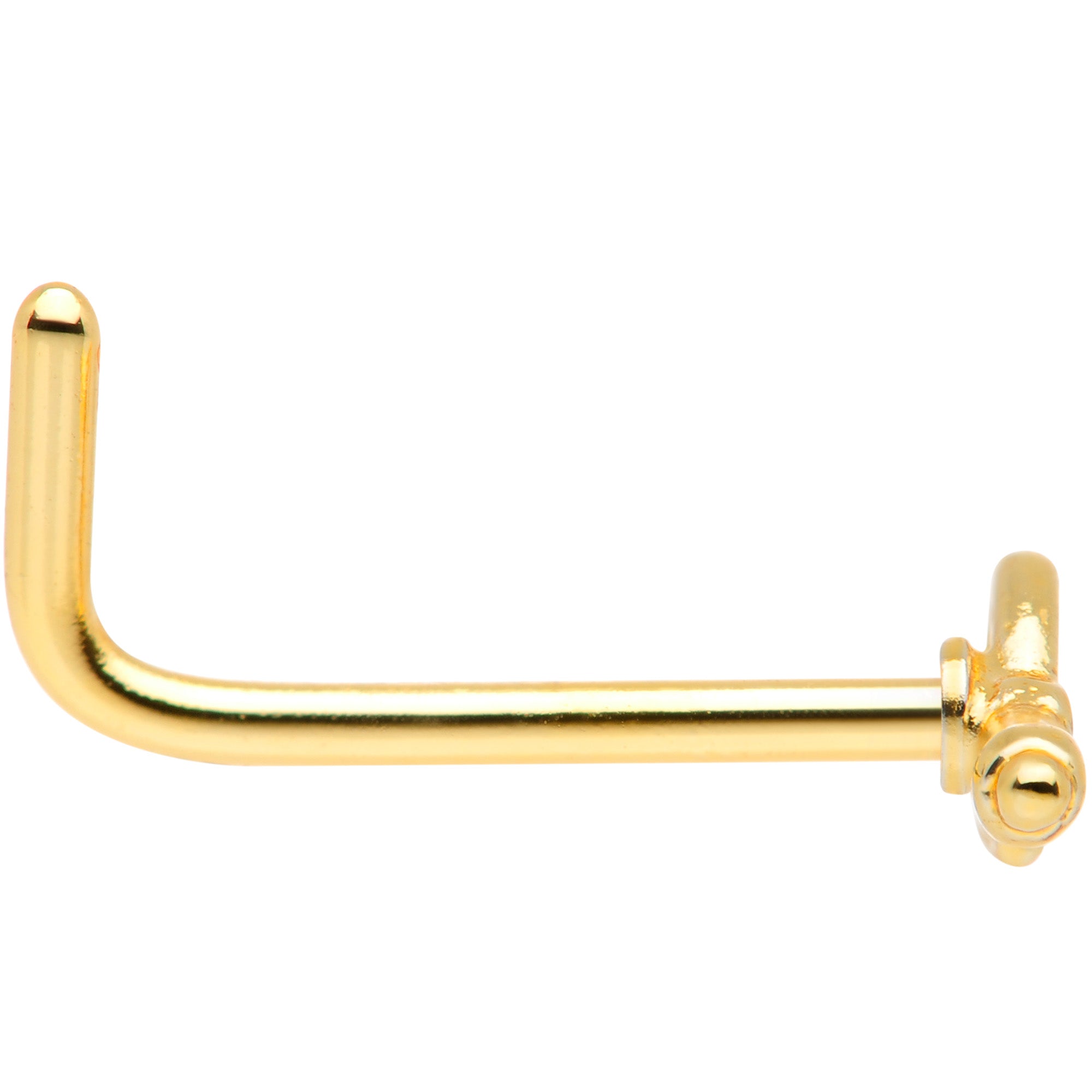 20G 5/16 Gold Tone Key to Your Heart L Shaped Nose Ring