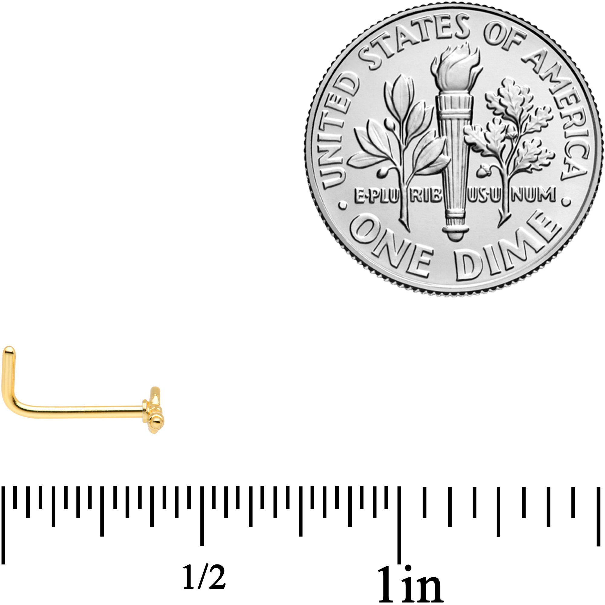 20G 5/16 Gold Tone Key to Your Heart L Shaped Nose Ring