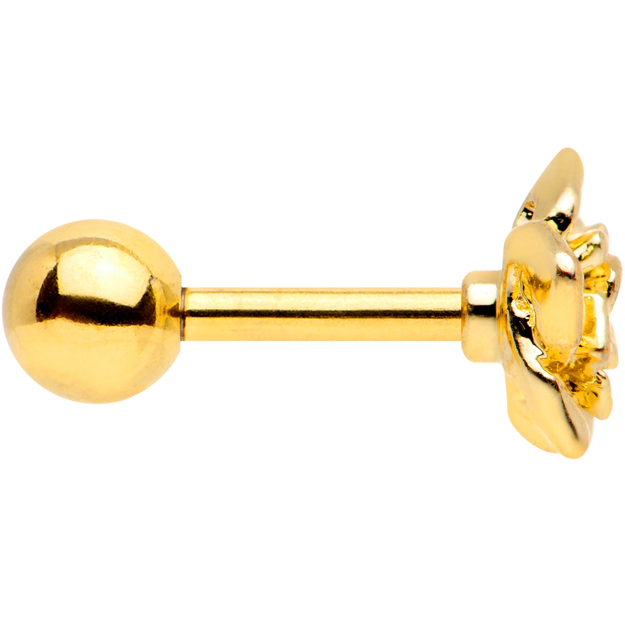 16G 1/4 Gold Tone Openwork Rose Flower Cartilage Tragus Earring