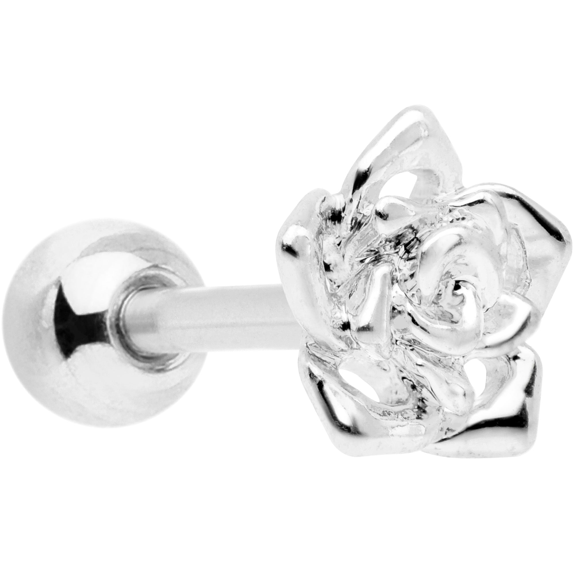 16G 1/4 Openwork Rose Flower Cartilage Tragus Earring
