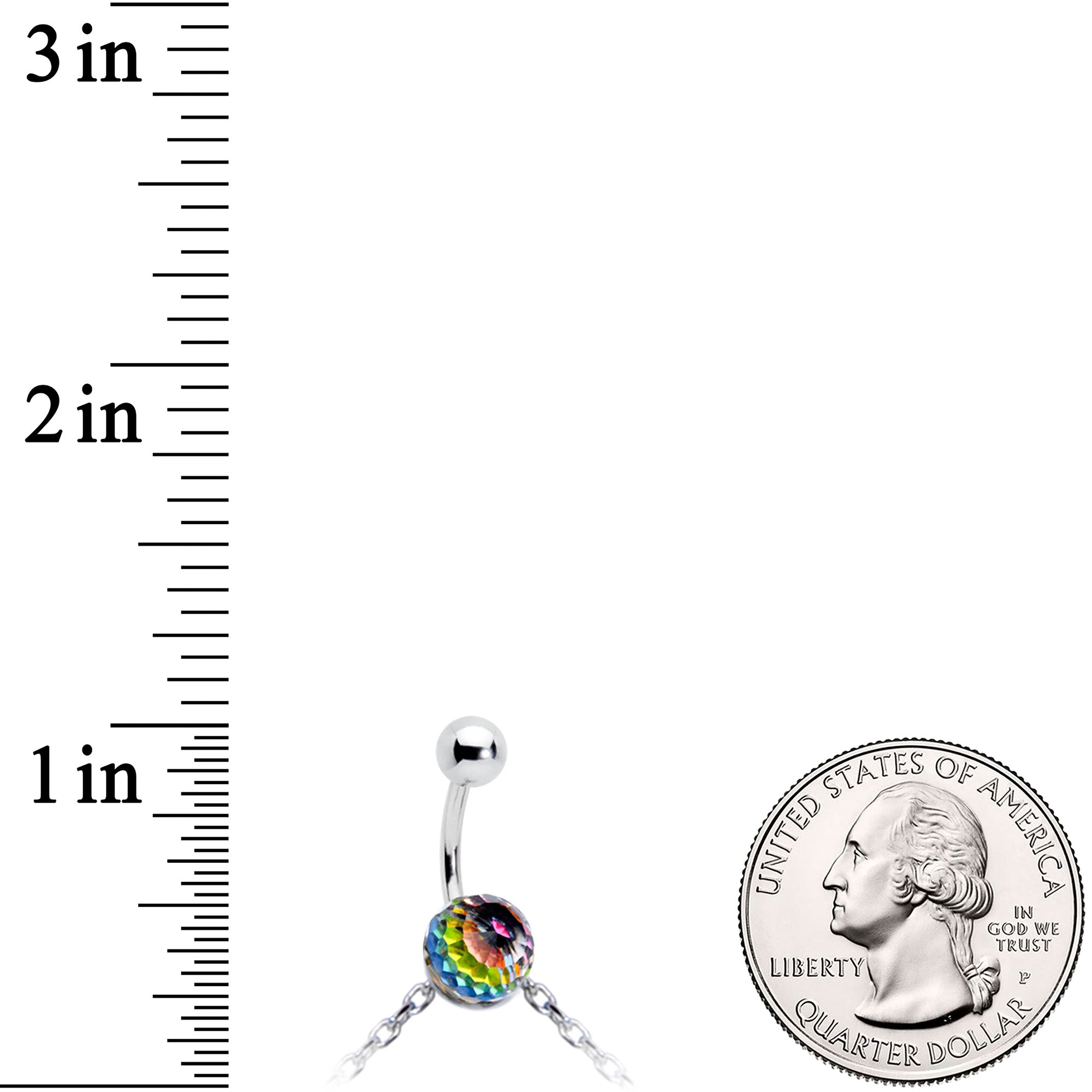 Iridescent Aurora Gem Orb Star Belly Ring Belly Chain