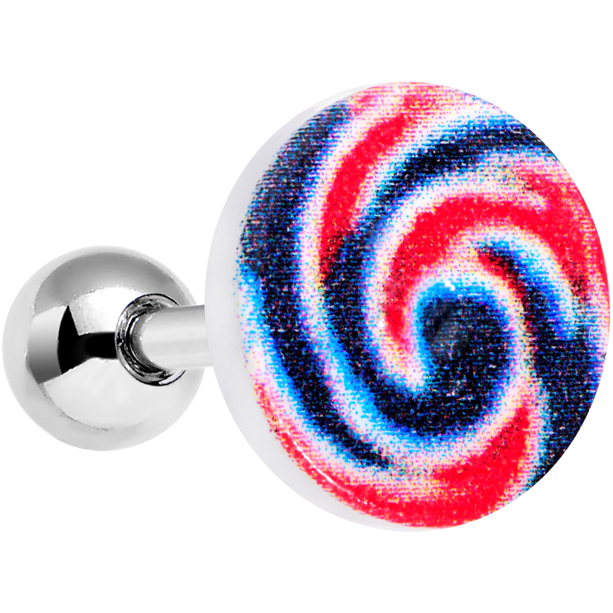 16G 1/4 Red Blue Candy Swirl Cartilage Tragus Earring