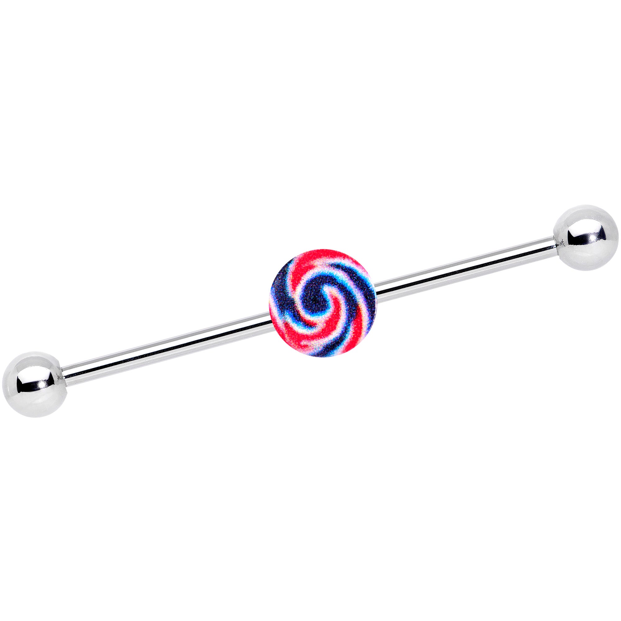 14G Red Blue Candy Swirl Industrial Barbell 38mm