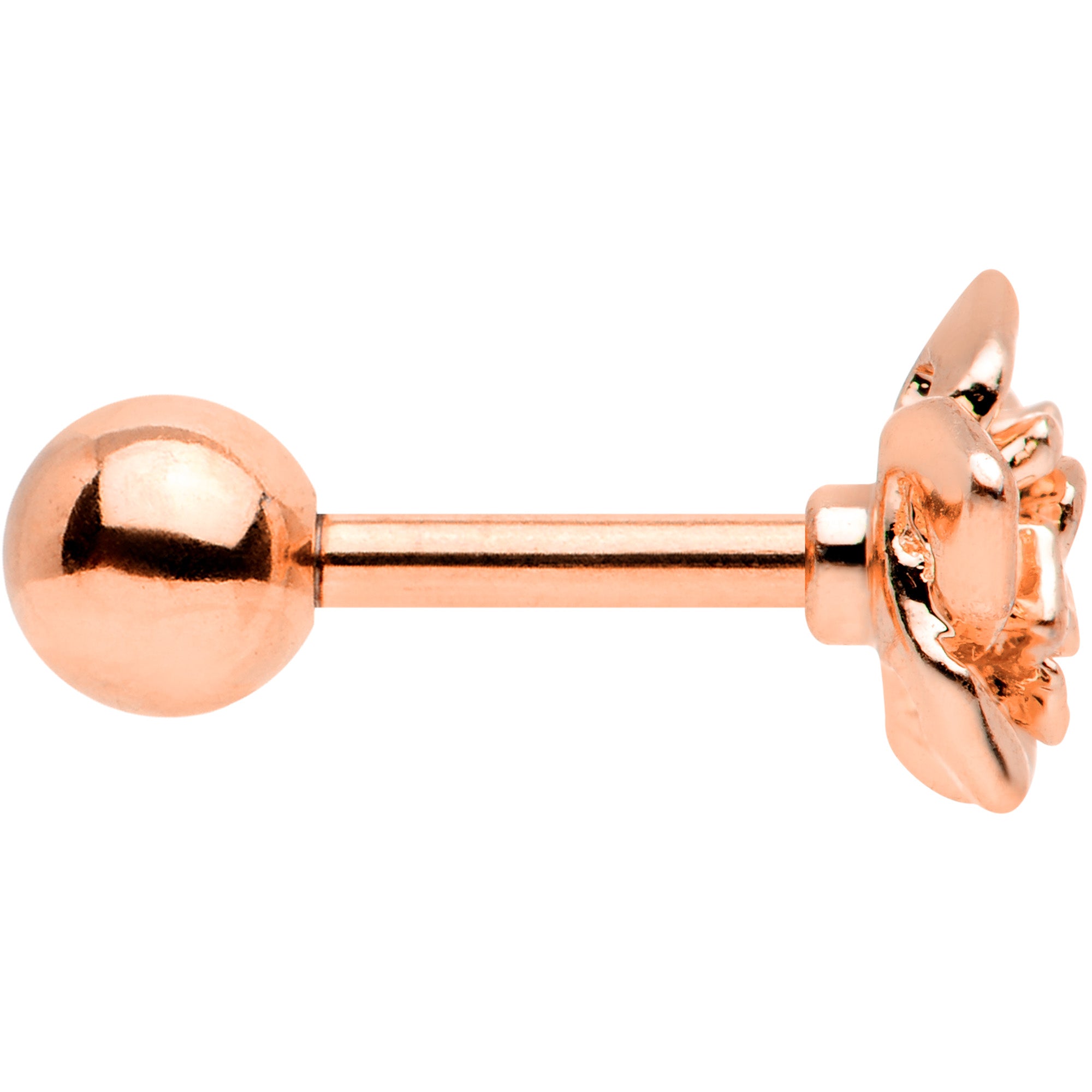 16G 1/4 Rose Gold Tone Rose Flower Cartilage Tragus Earring