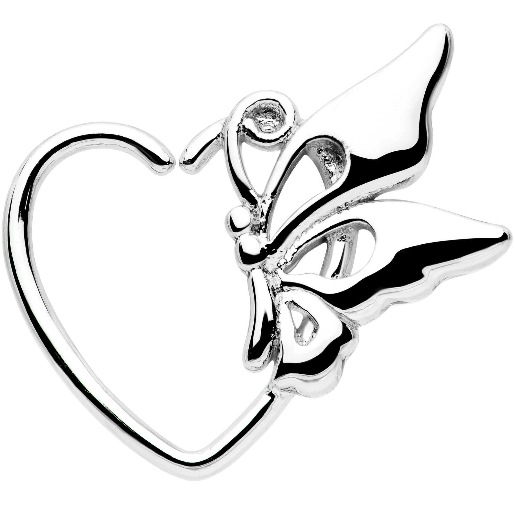 18G 3/8 Butterfly Heart Left Ear Closure Ring