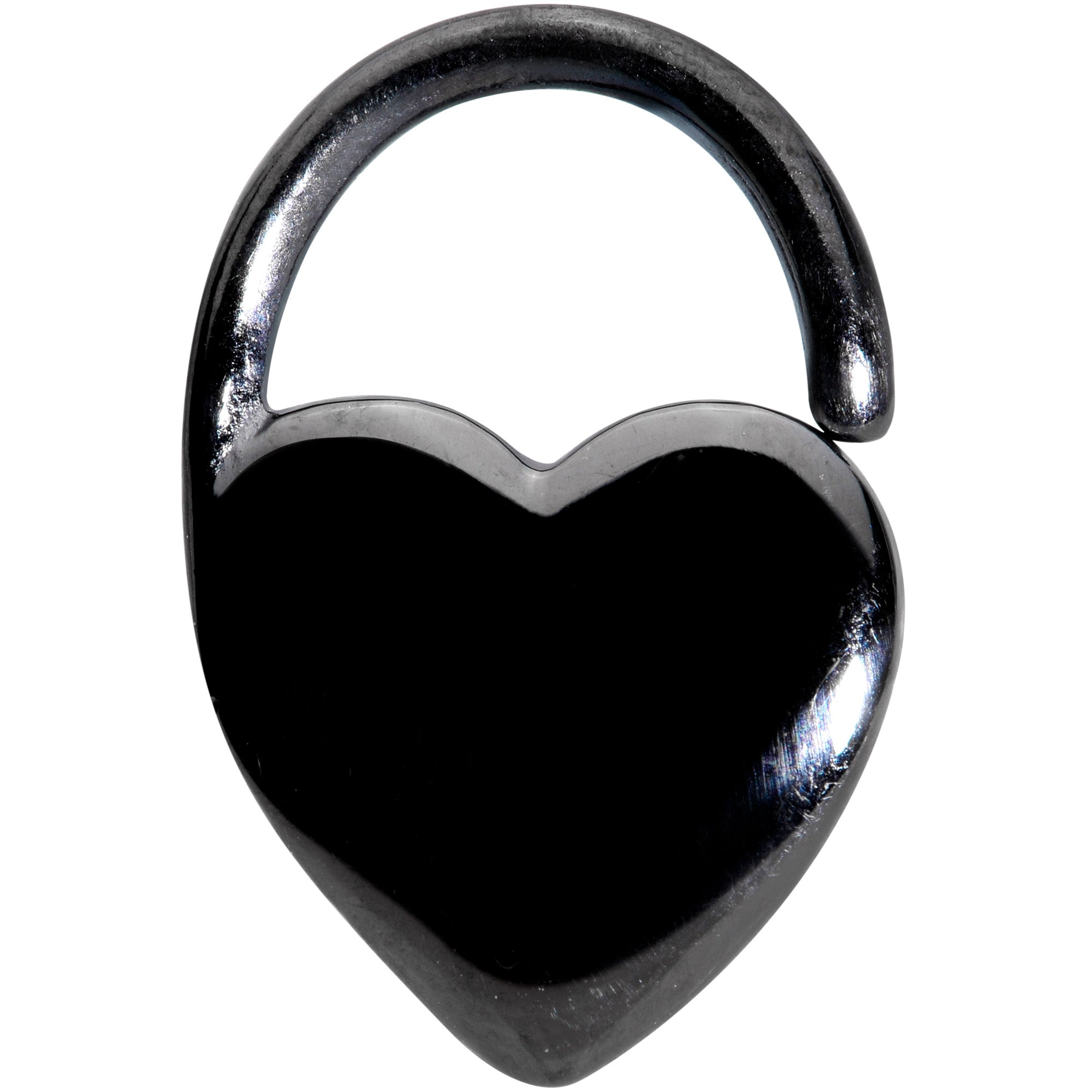16G 5/16 Black PVD Heart Padlock Closure Ring