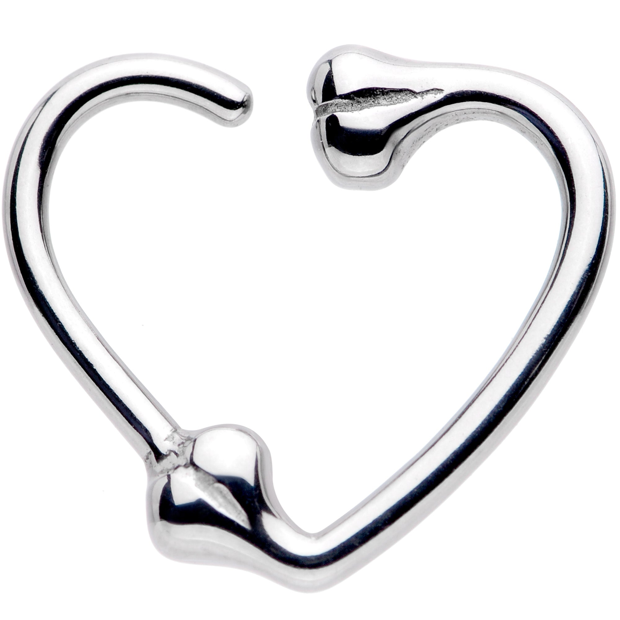 16G 3/8 Bone Heart Left Ear Closure Ring