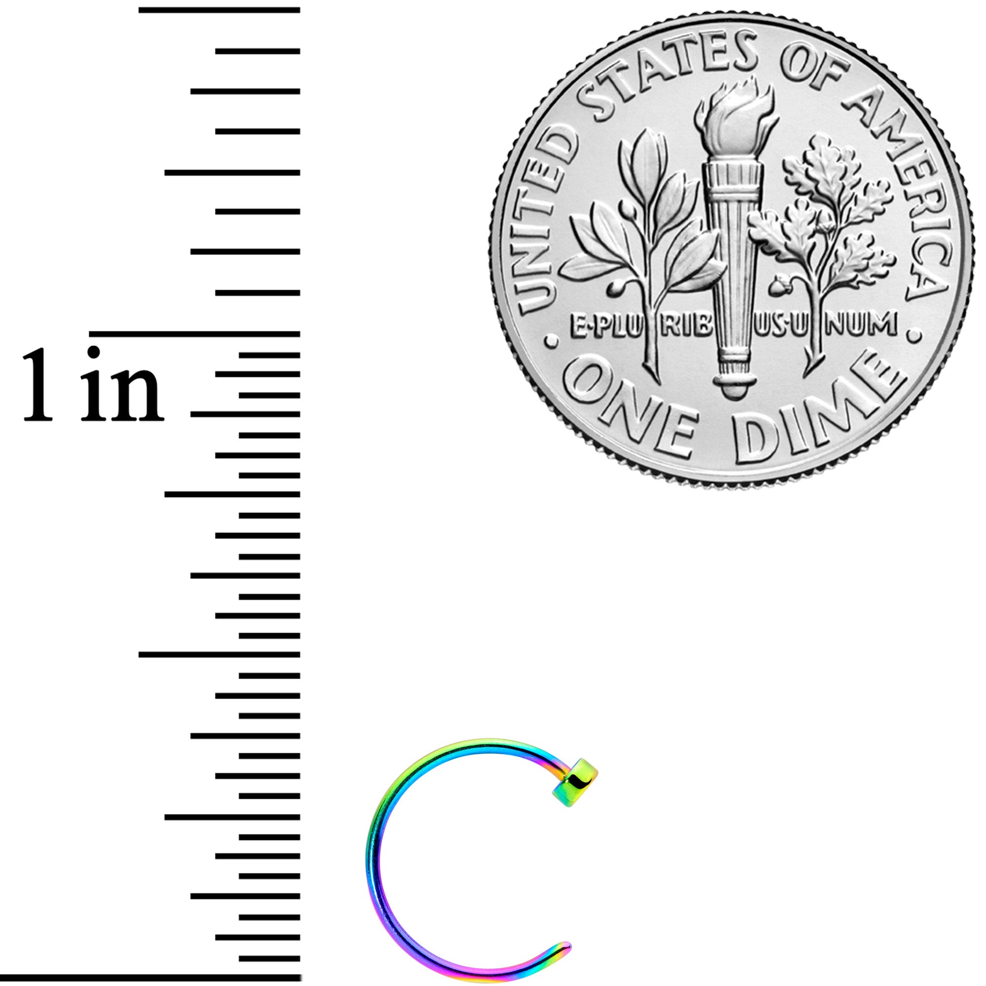 22G 5/16 Rainbow Disc Nose Hoop