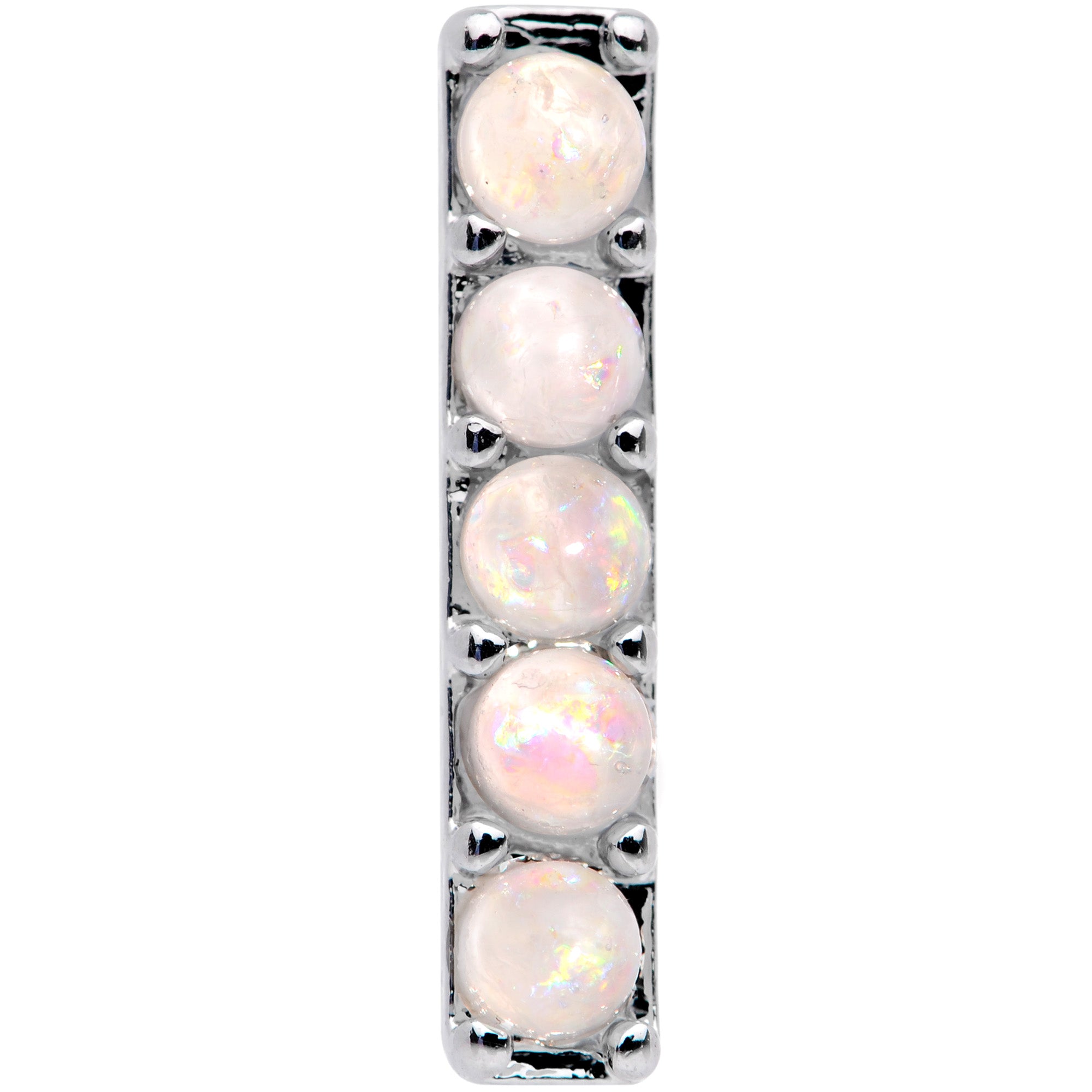 16G 1/4 White Faux Opal Quintuplet Cartilage Tragus Earring