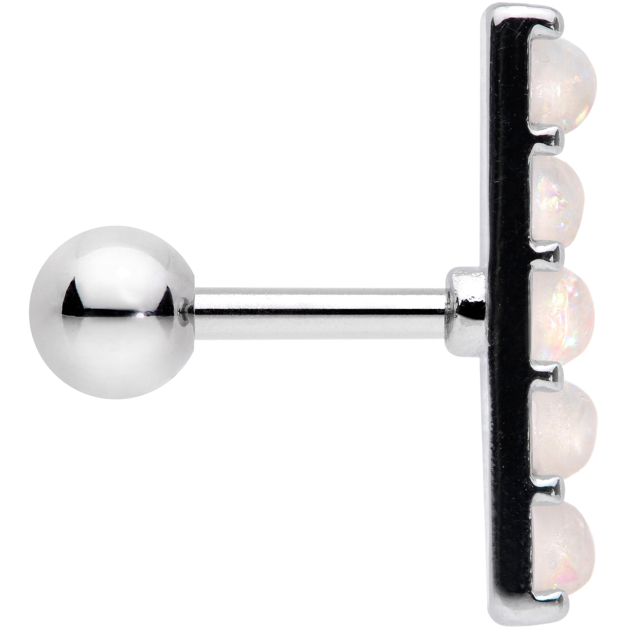 16G 1/4 White Faux Opal Quintuplet Cartilage Tragus Earring