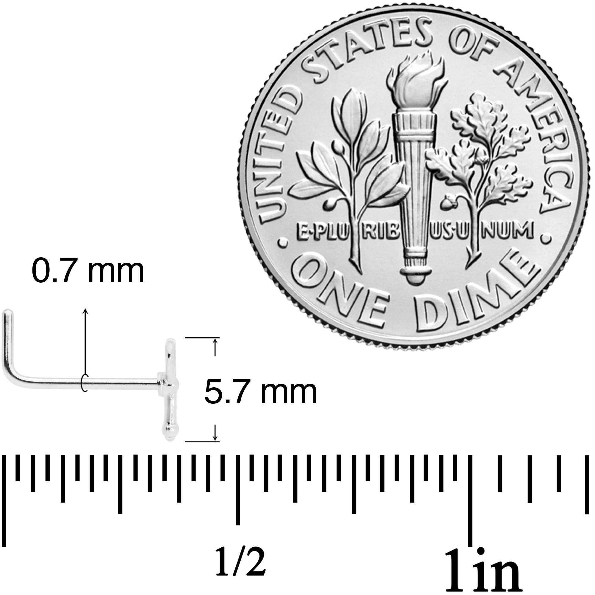 22G 5/16 Key to Your Heart L Shaped Nose Ring