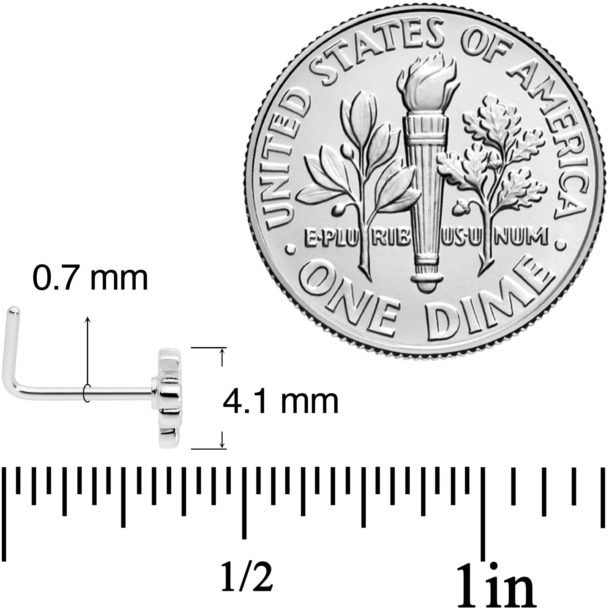 22G 5/16 St Patricks Day Shamrock L Shaped Nose Ring