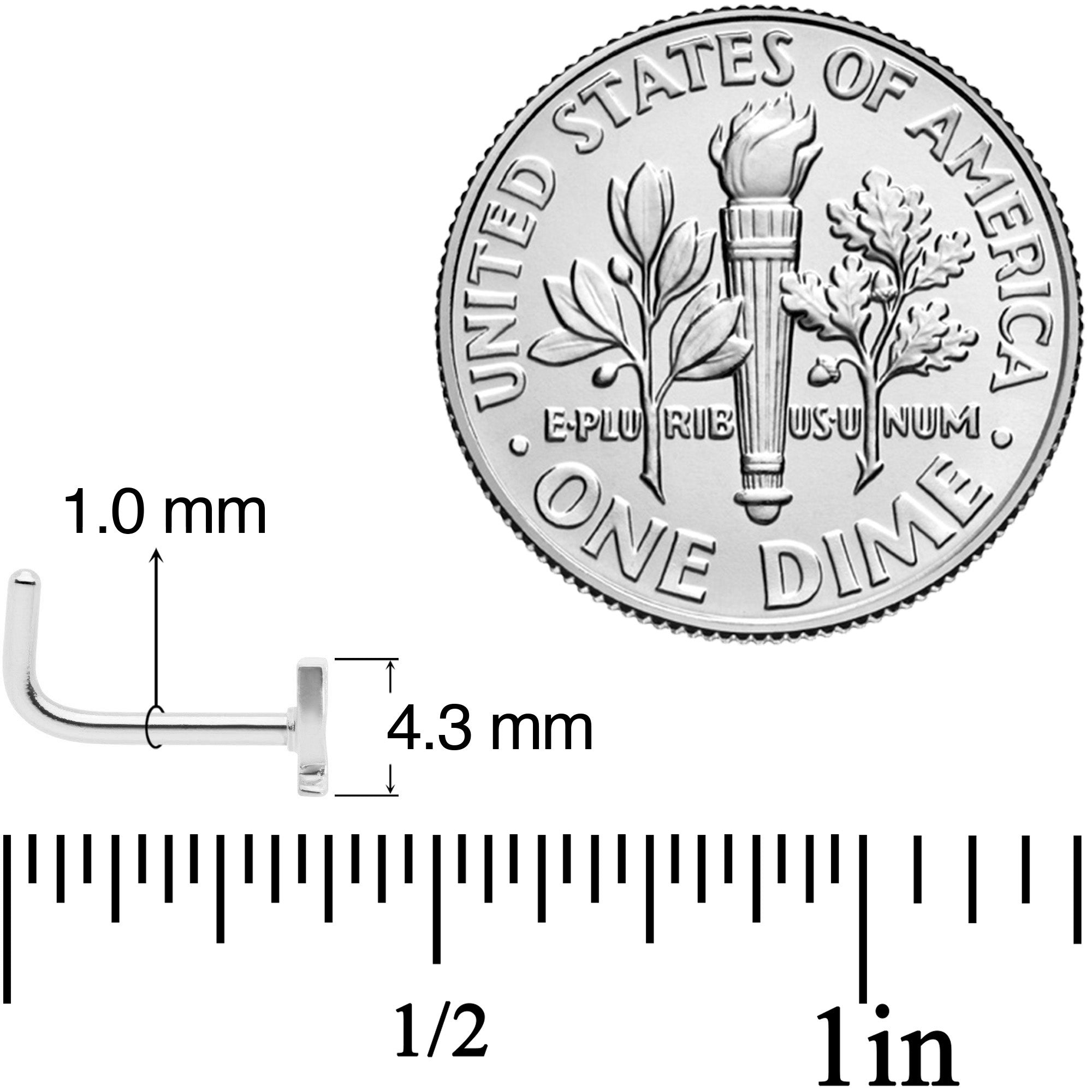 18G 5/16 New Years Champagne L Shaped Nose Ring