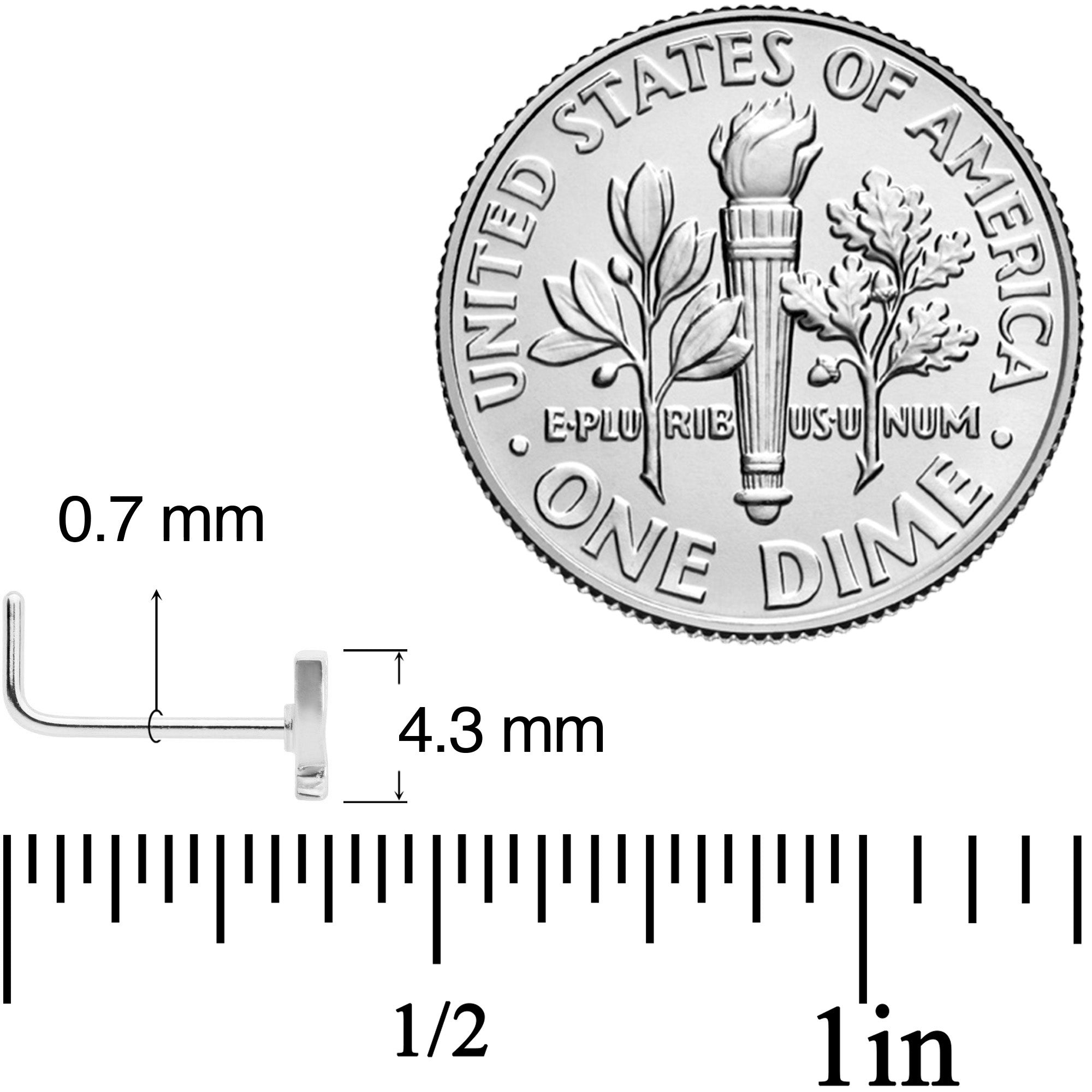 22G 5/16 New Years Champagne L Shaped Nose Ring