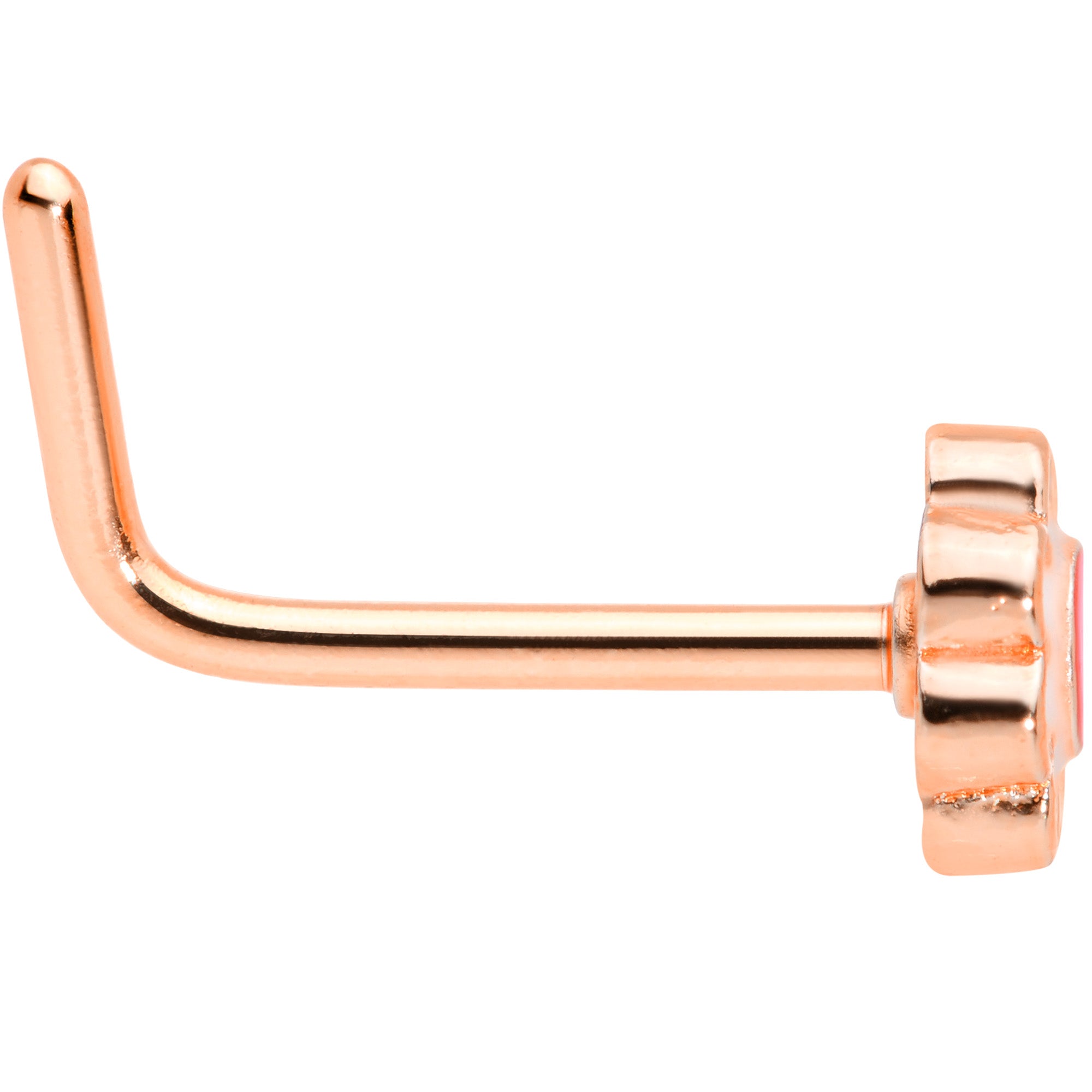 20G 5/16 Rose Gold Tone Spring Flower L Shaped Nose Ring