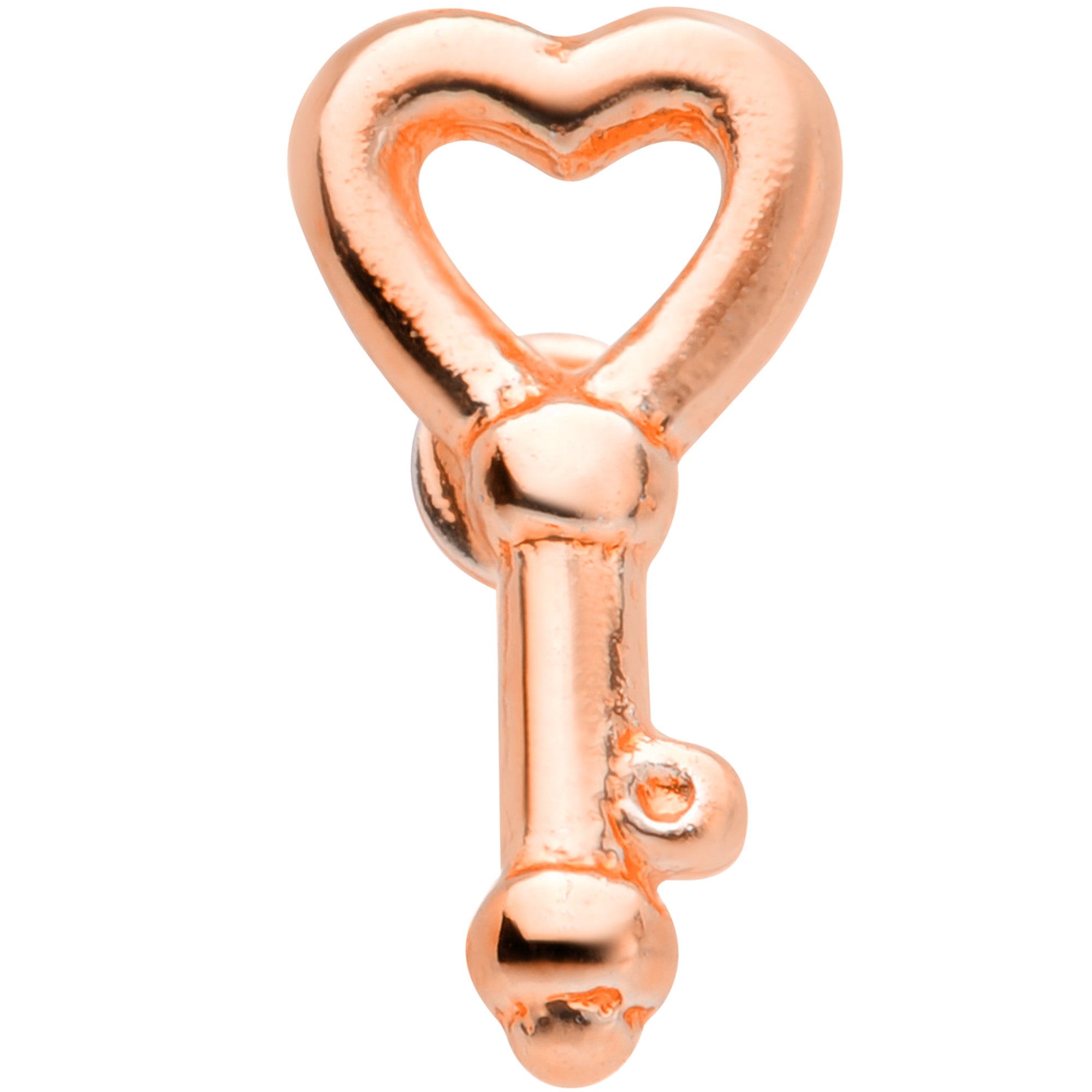 18G 5/16 Rose Gold Tone Key to Your Heart L Shaped Nose Ring