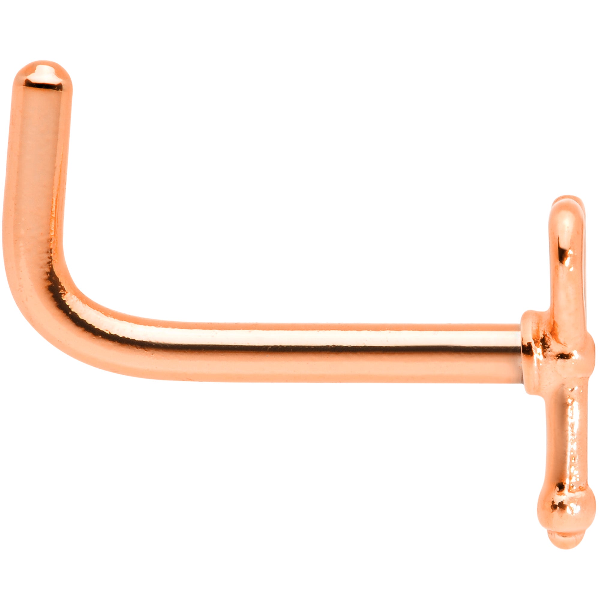 18G 5/16 Rose Gold Tone Key to Your Heart L Shaped Nose Ring