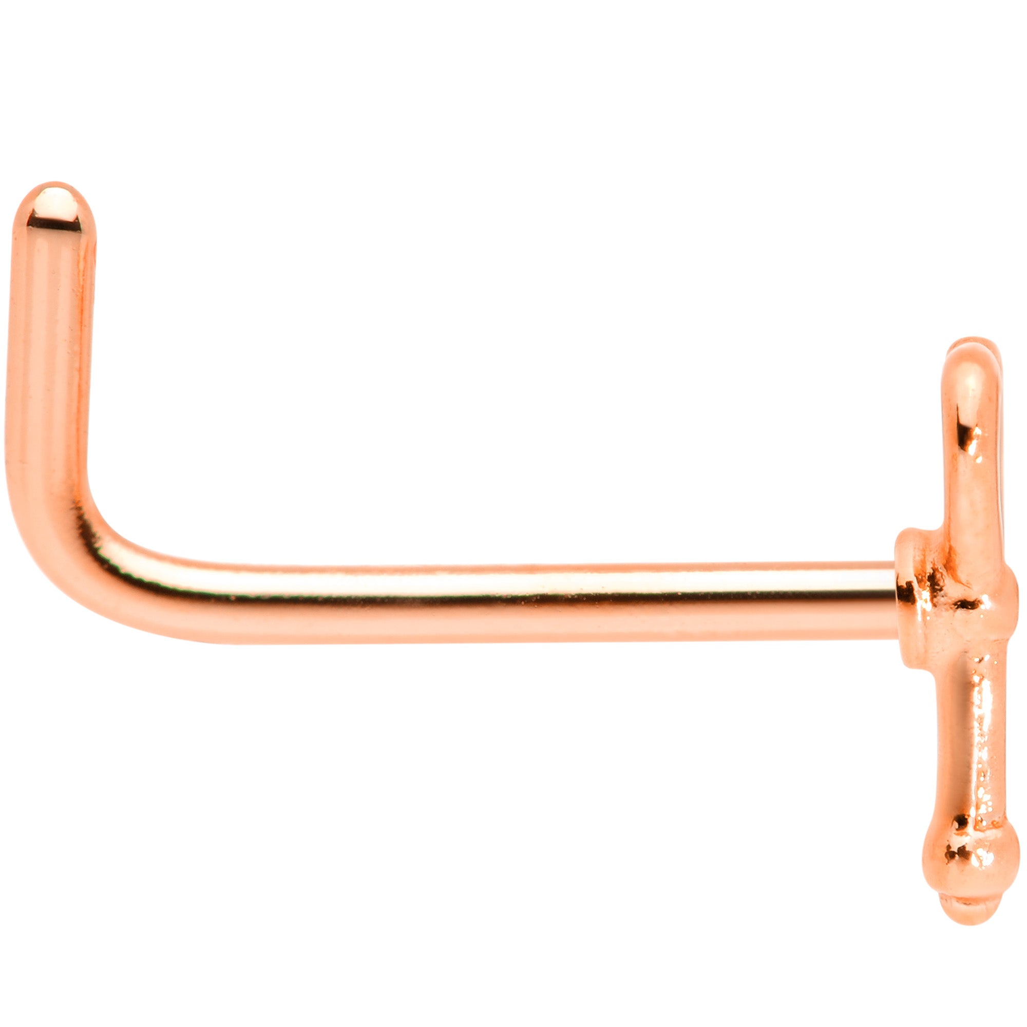 20G 5/16 Rose Gold Tone Key to Your Heart L Shaped Nose Ring