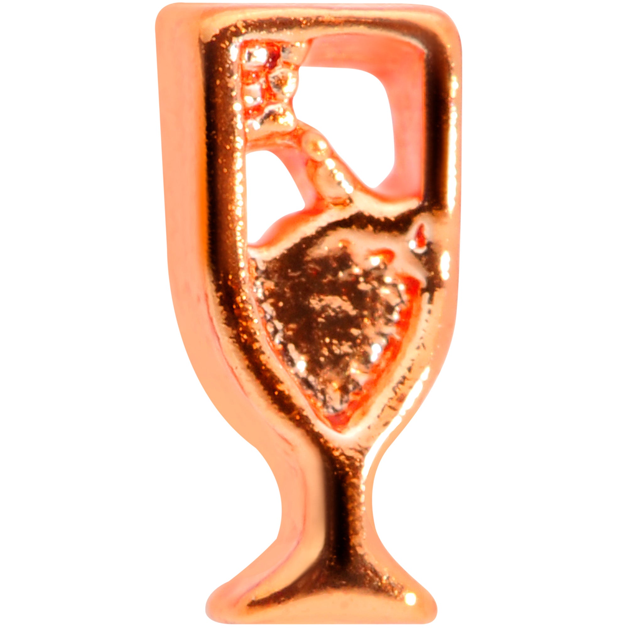 22G 5/16 Rose Gold Tone New Years Champagne L Shaped Nose Ring