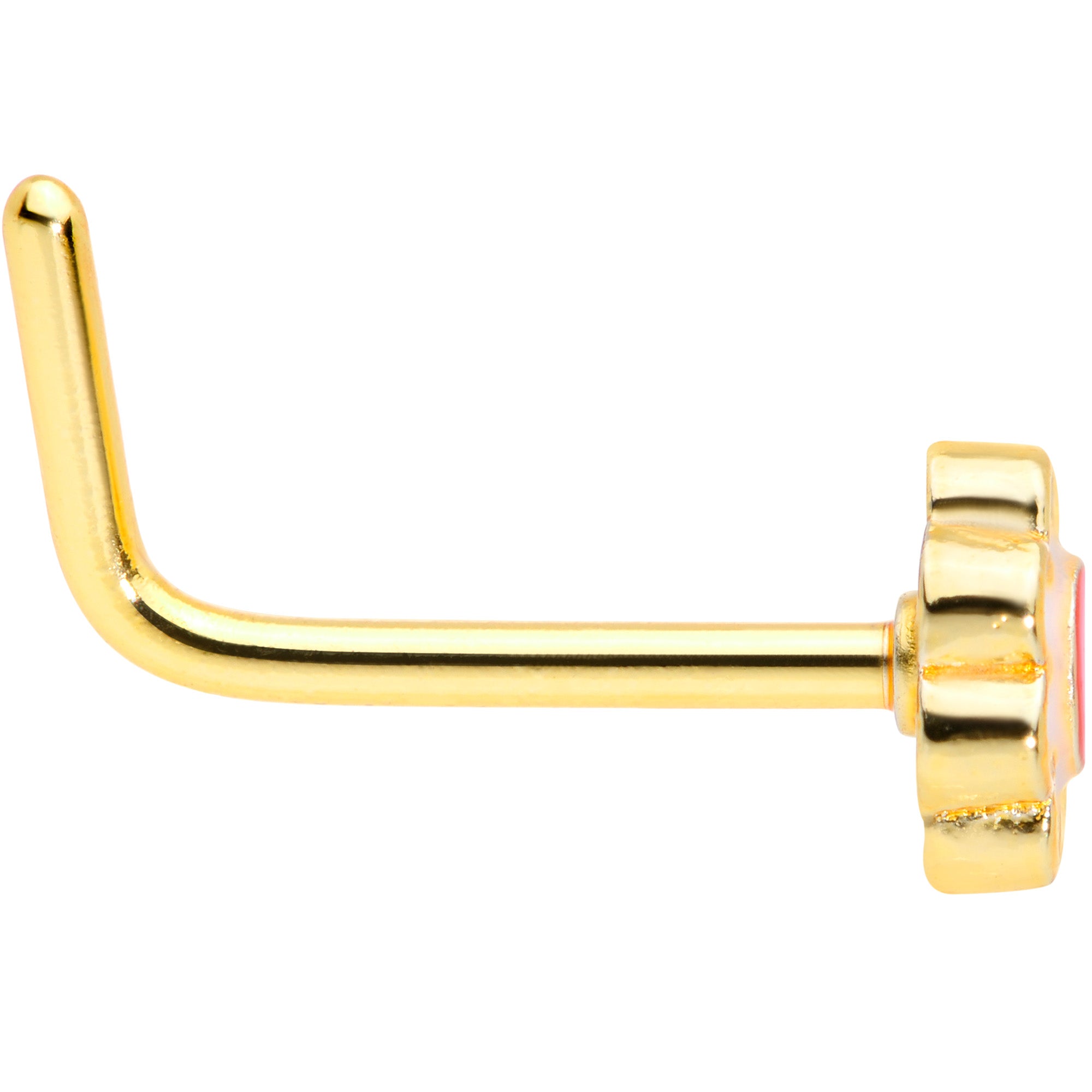 20G 5/16 Gold Tone Spring Flower L Shaped Nose Ring