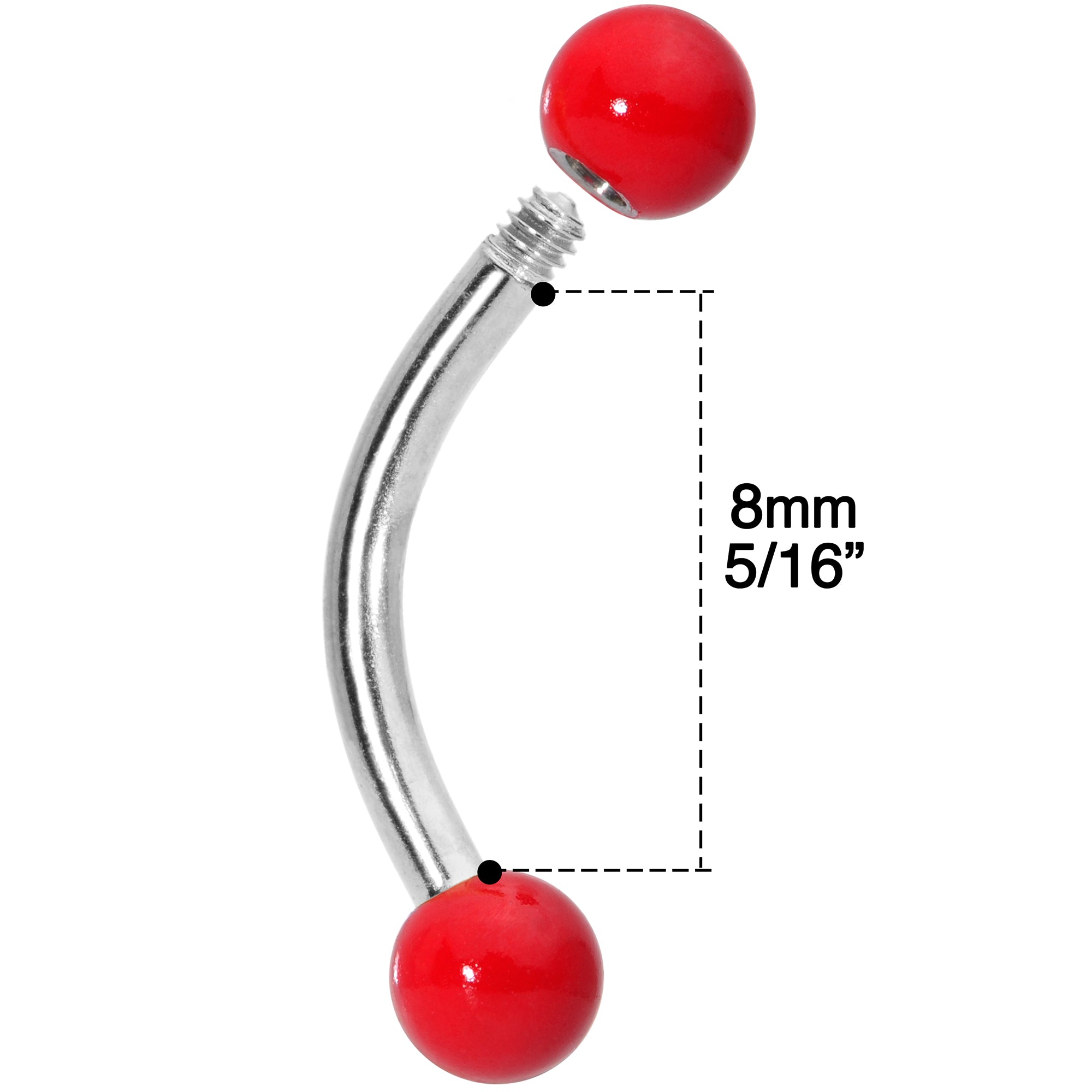 16G 5/16 Red Yellow Blue Glow in the Dark Curved Barbell Set of 3