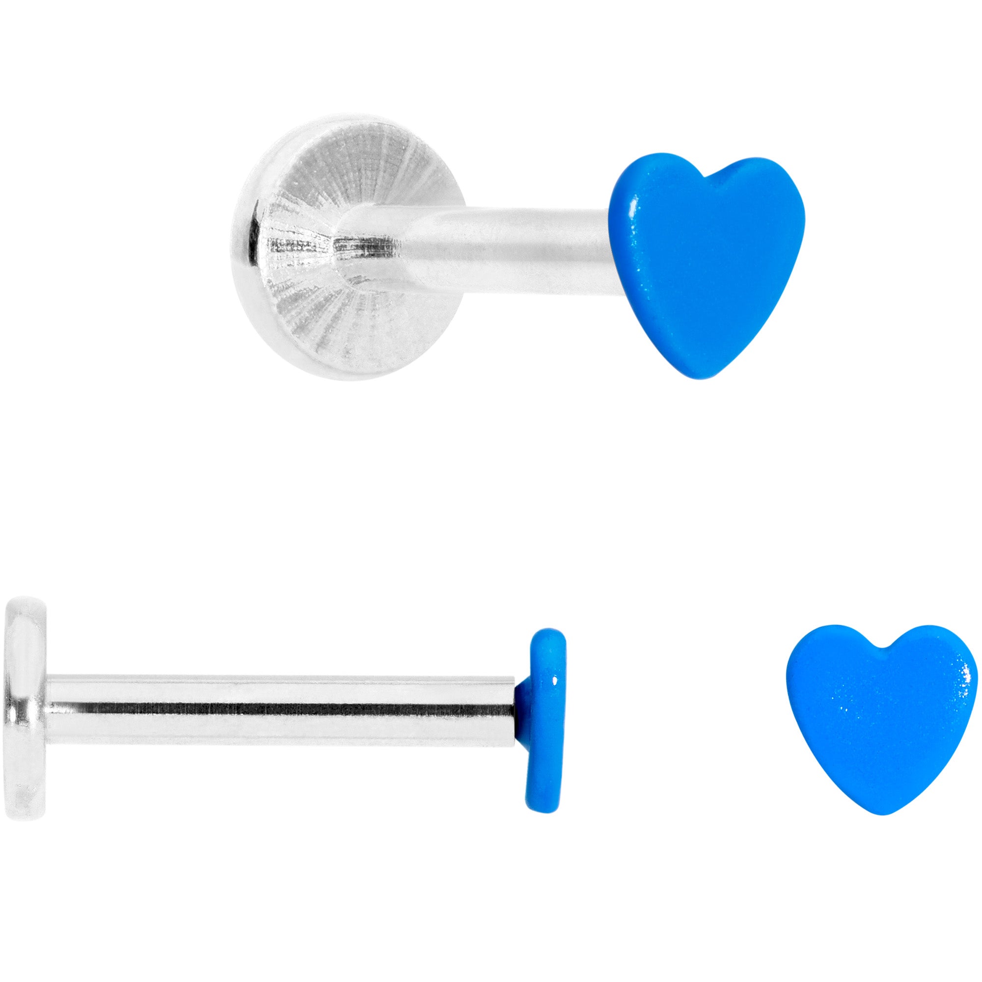 16G 5/16 Blue Glow Star Heart Labret Set of 3