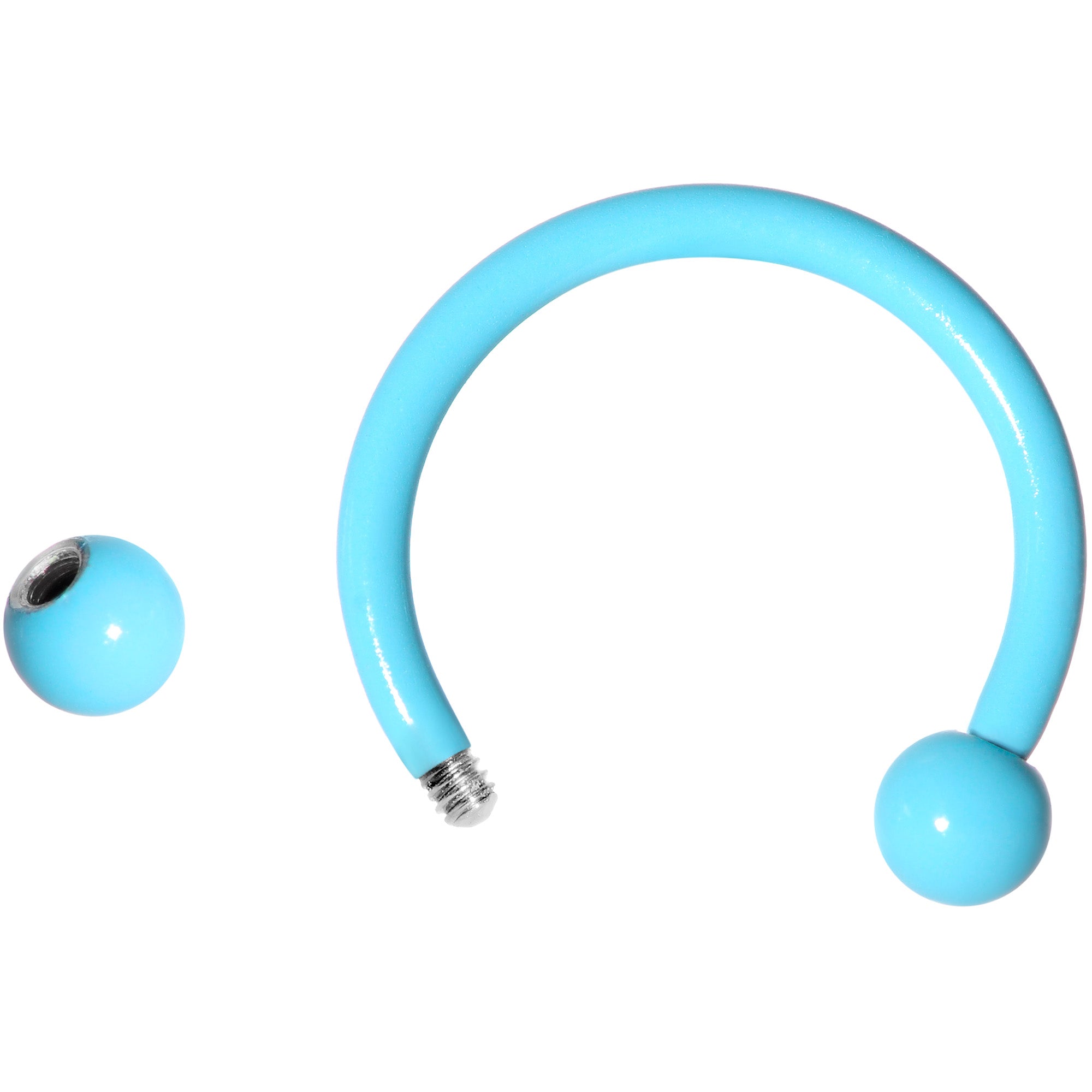 16G 3/8 Light Blue Glow in the Dark Horseshoe Curved Barbell Set