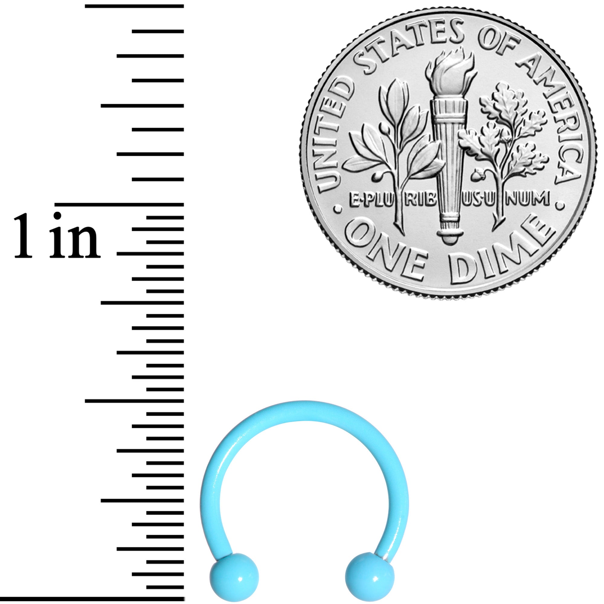 16G 3/8 Light Blue Glow in the Dark Horseshoe Curved Barbell Set