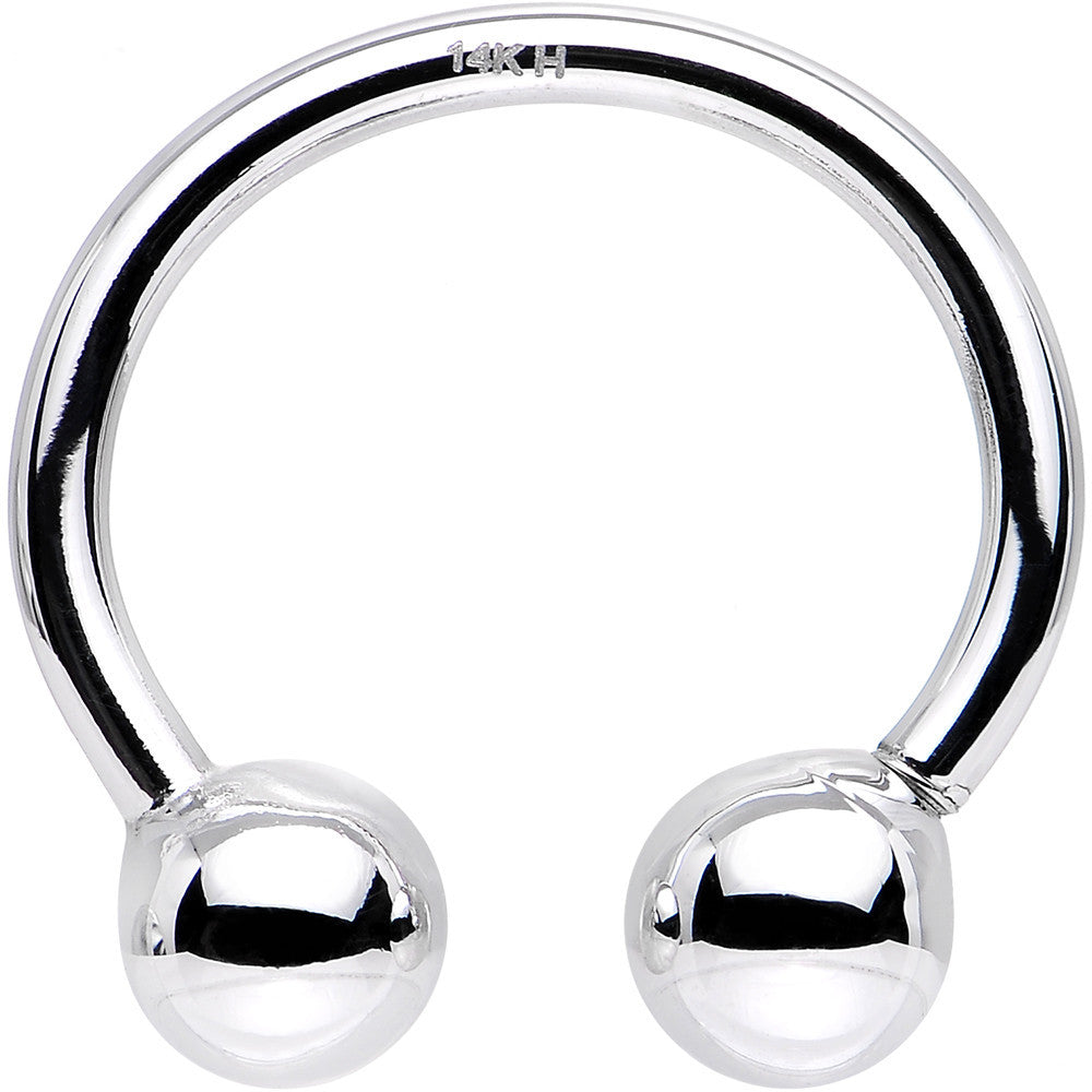 14G 1/2 Solid 14K White Gold Horseshoe Circular Barbell