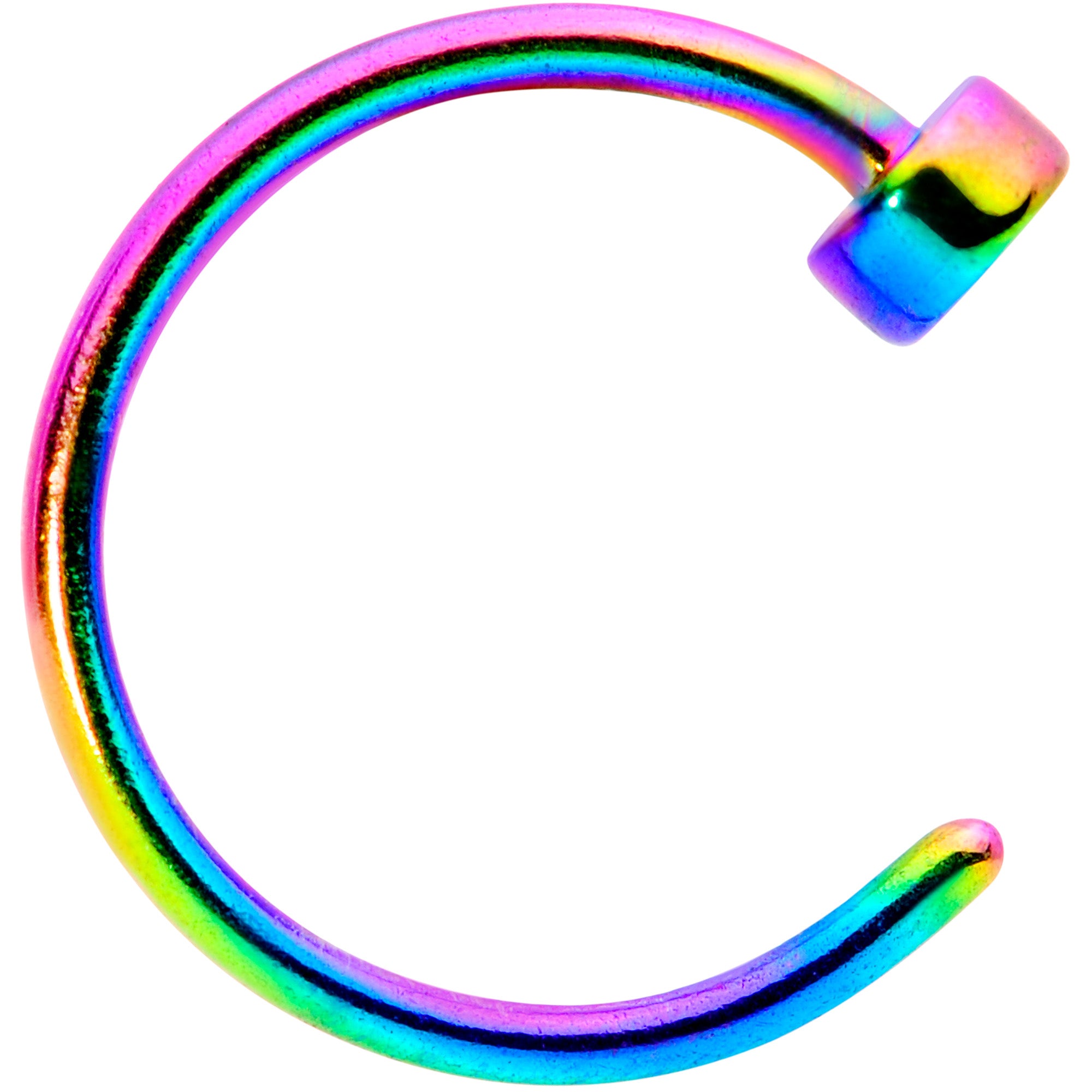 22G 1/4 Rainbow Disc Nose Hoop